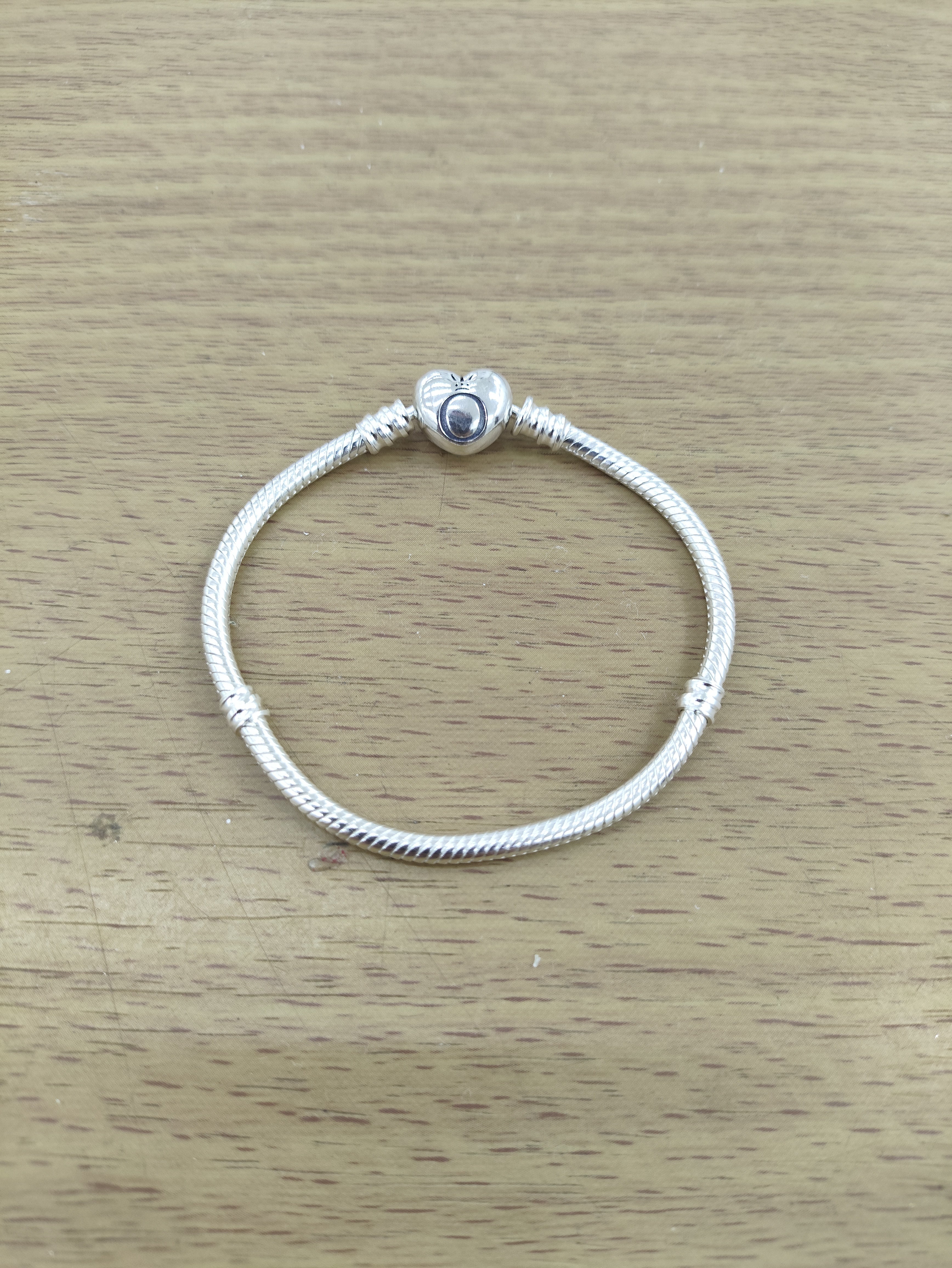 TMPPD021-17 Pulsera Dama Pand Corazón Liso 17 cm en Plata Fina .925