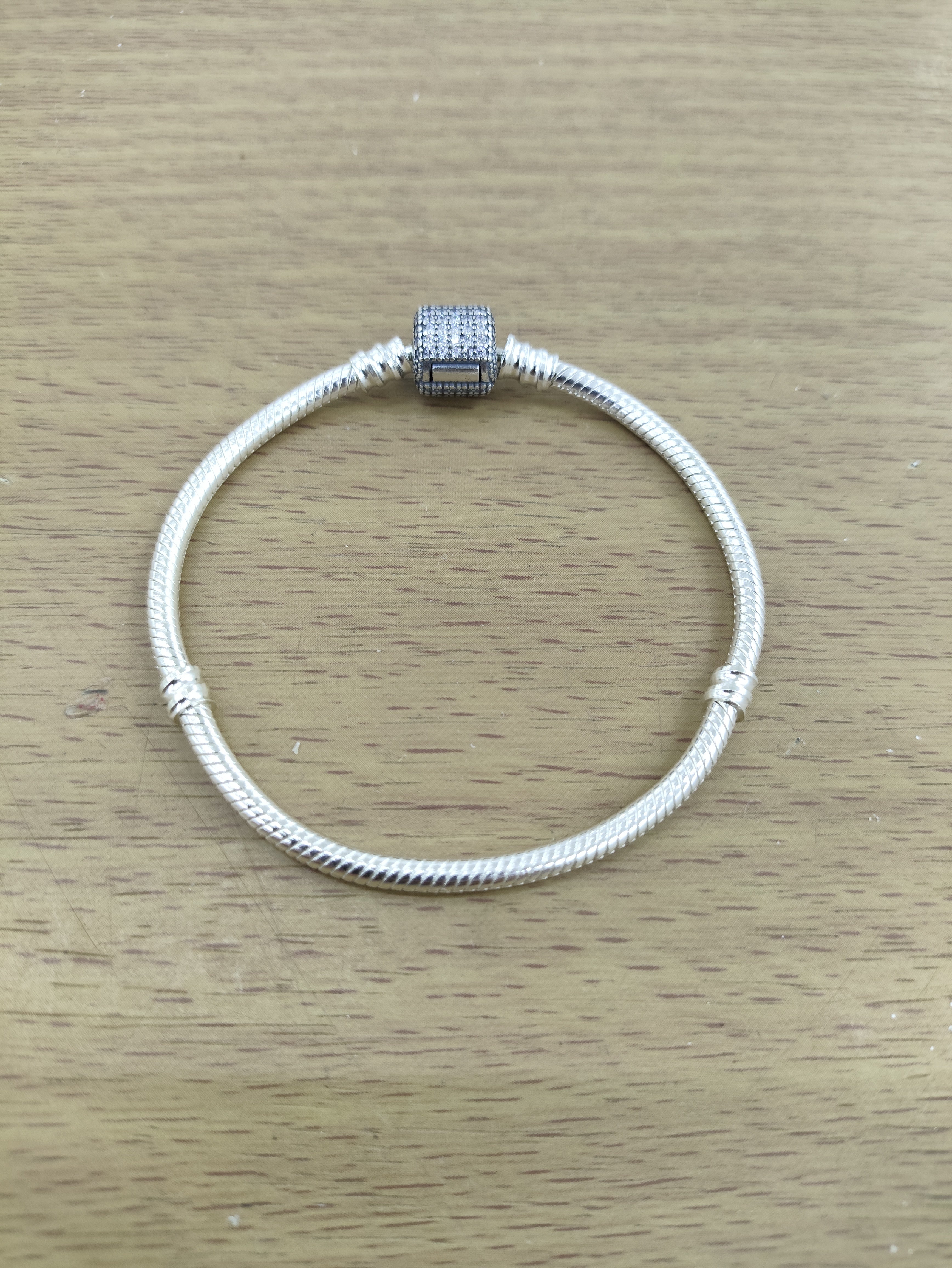 TMPPD026-17 Pulsera Dama Pand Cilindro Zirconias Pavé 17 cm en Plata Fina .925