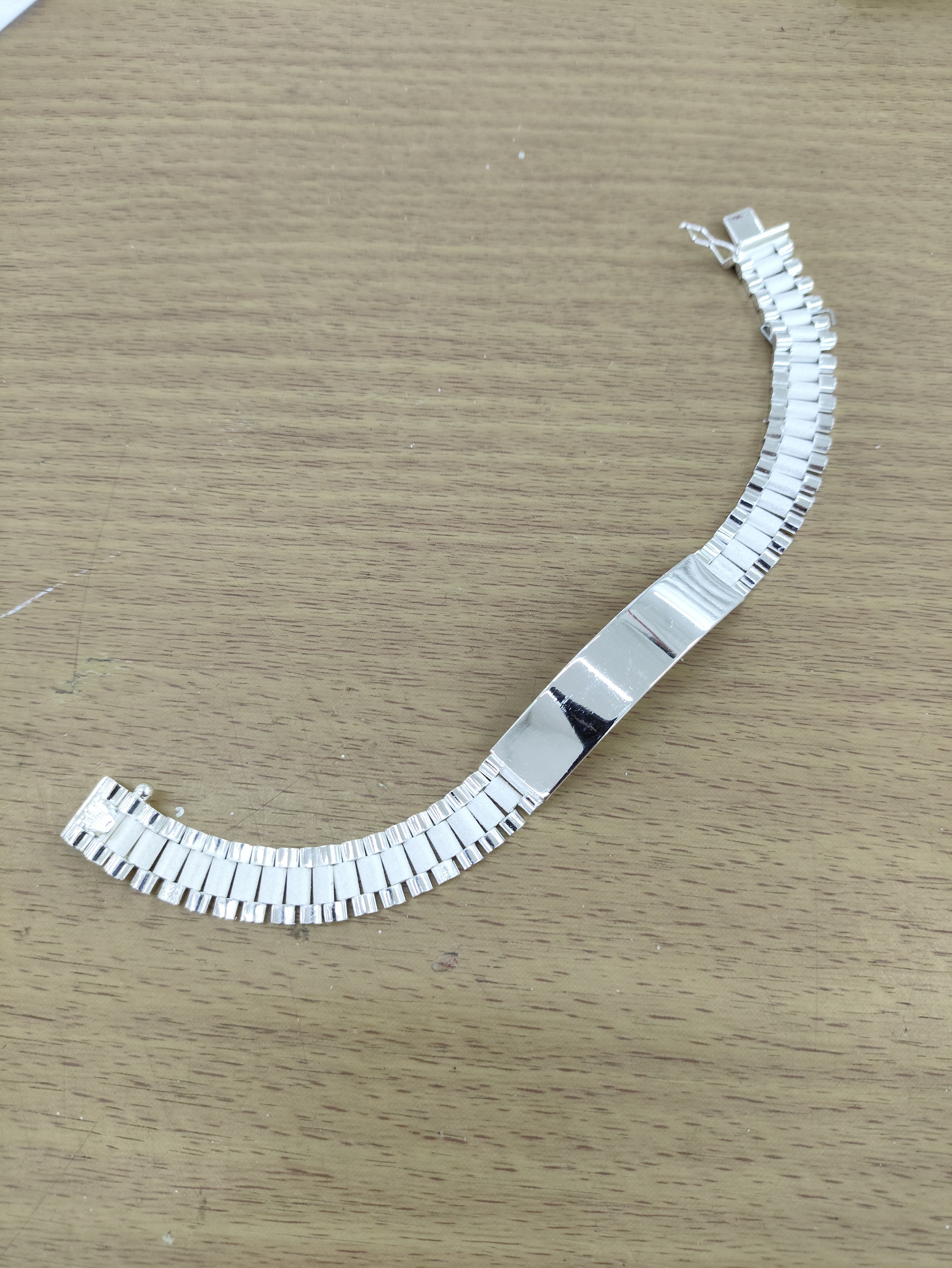 TMPPC001-20 Pulsera Esclava Caballero Eslabón Rlx Clásico 20 cm en Plata Fina .925