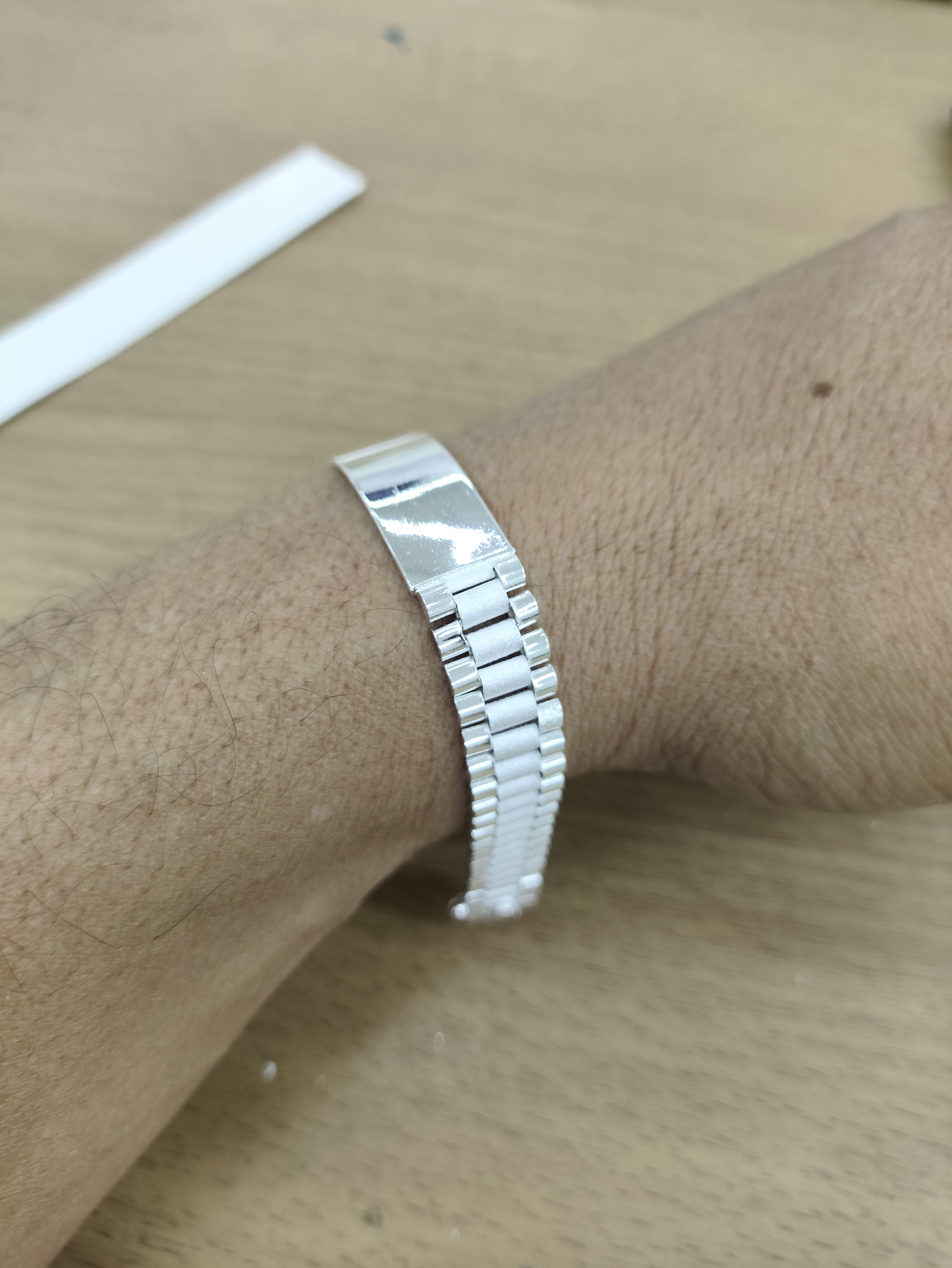 TMPPC001-21 Pulsera Esclava Caballero Eslabón Rlx Clásico 21 cm en Plata Fina .925