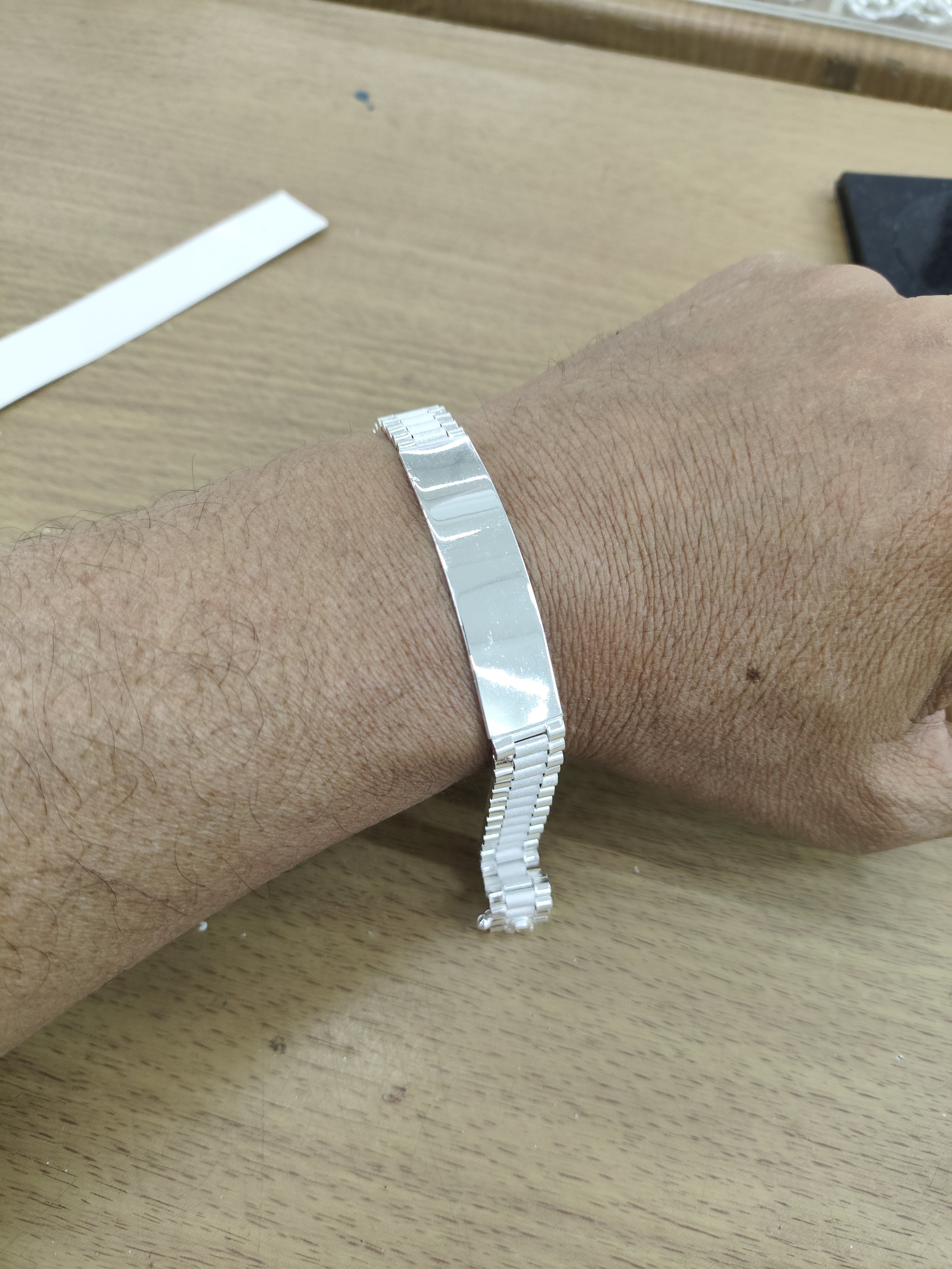 TMPPC001-20 Pulsera Esclava Caballero Eslabón Rlx Clásico 20 cm en Plata Fina .925