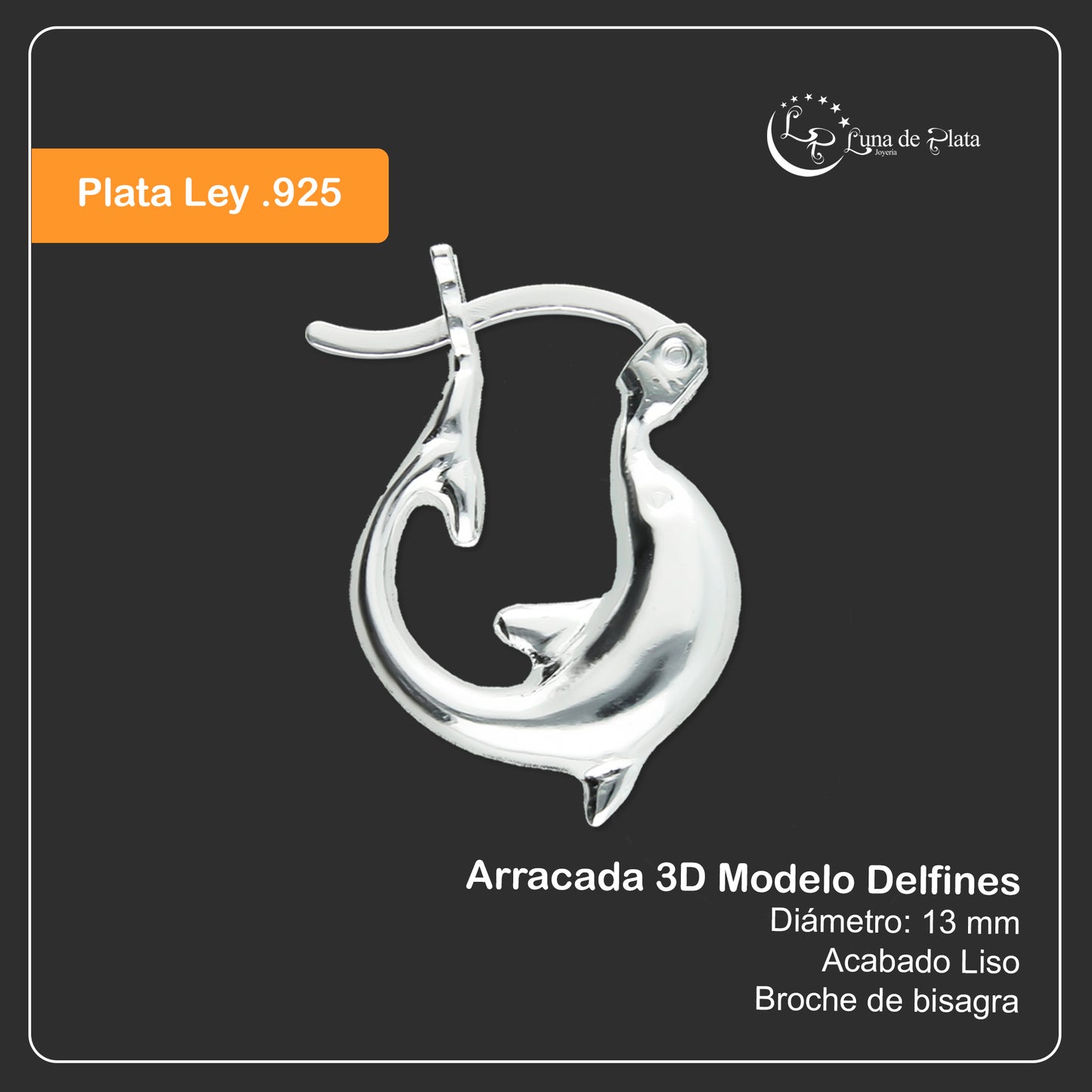 LPA3D002 Arracada 3d Modelo Delfines Tamaño 1 791488092