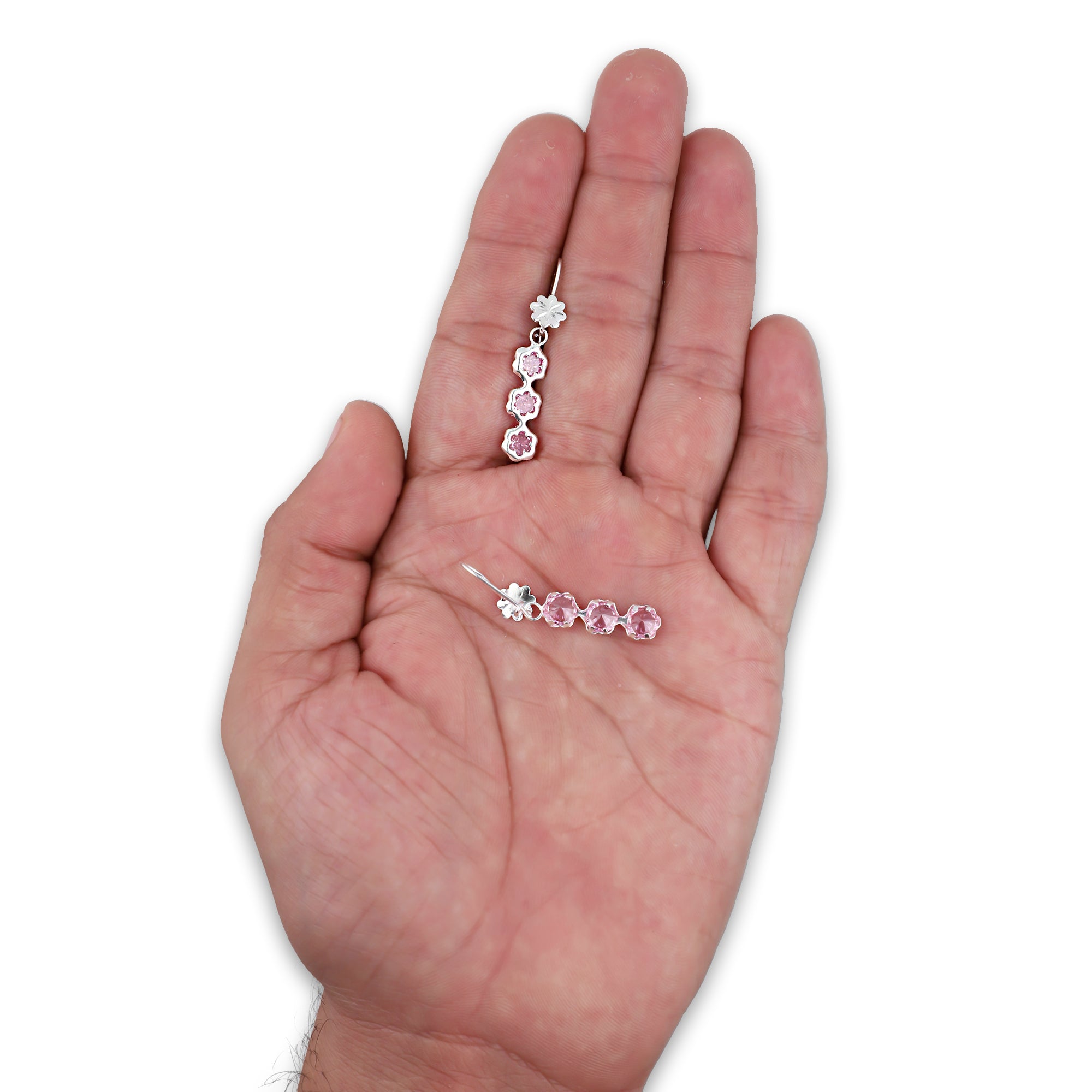 LPAA010 Aretes De Arillo Dama Eslabones Flor Rosa en Plata .925 MLM2855914483