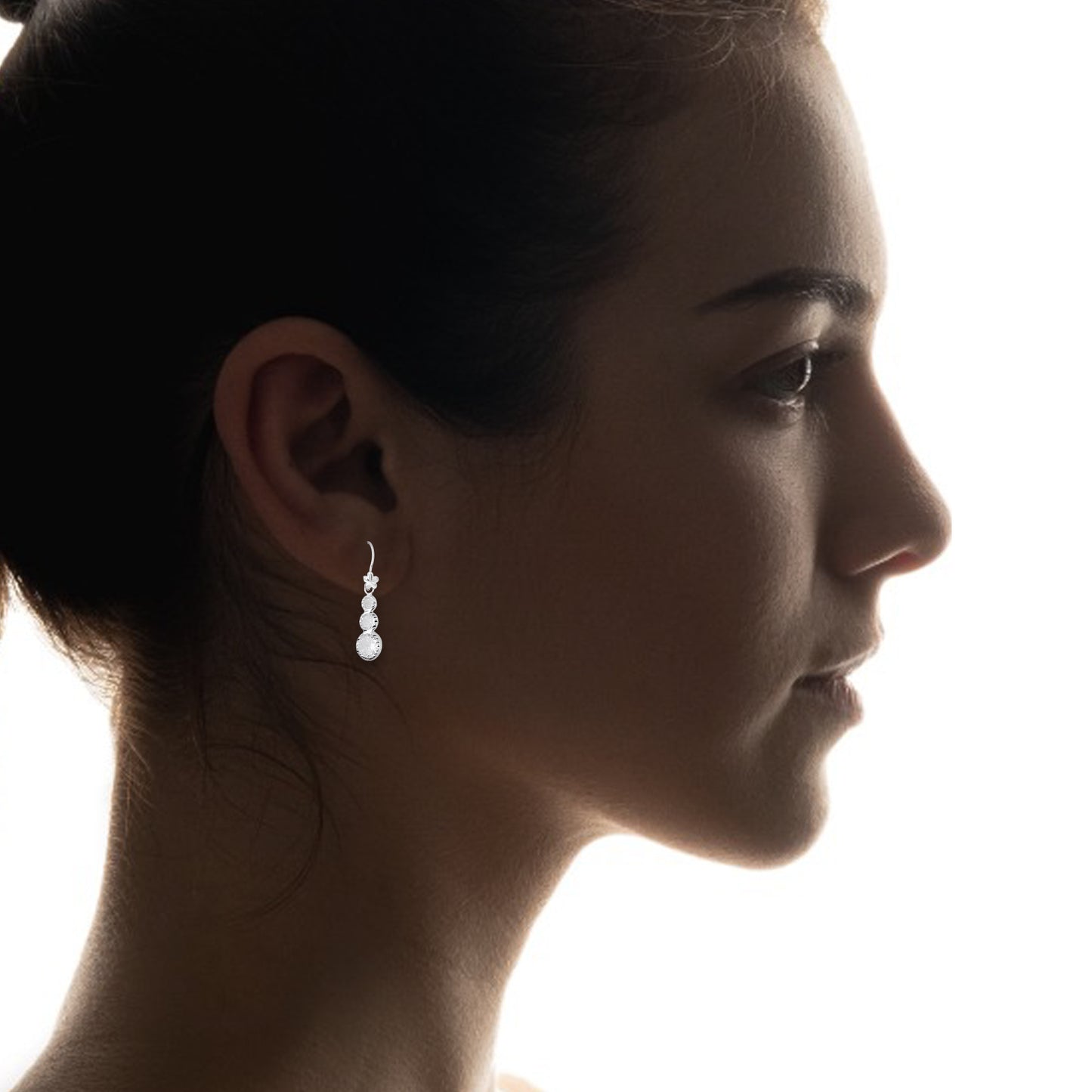 LPAA012 Aretes De Arillo Dama Eslabones Circular Ascendente Blanco en Plata .925 MLM5165619190