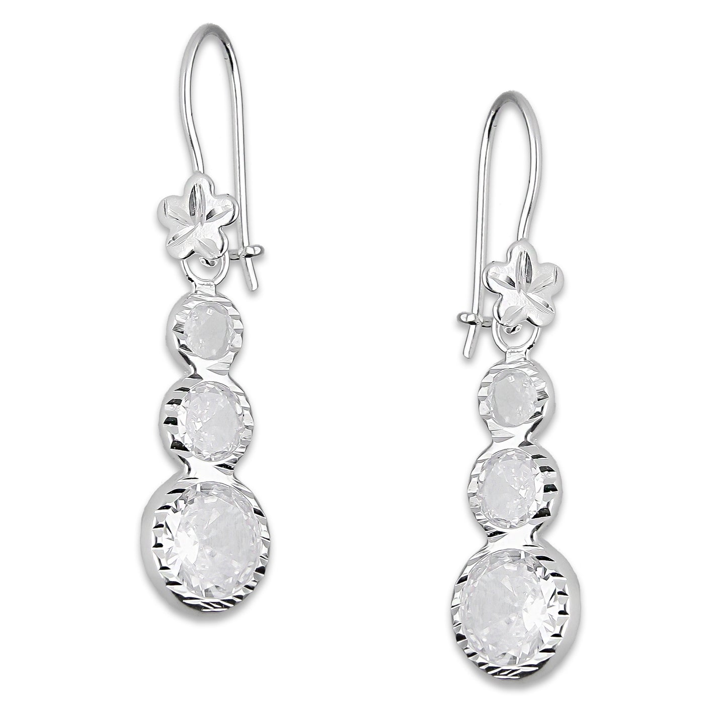 LPAA012 Aretes De Arillo Dama Eslabones Circular Ascendente Blanco en Plata .925 MLM5165619190