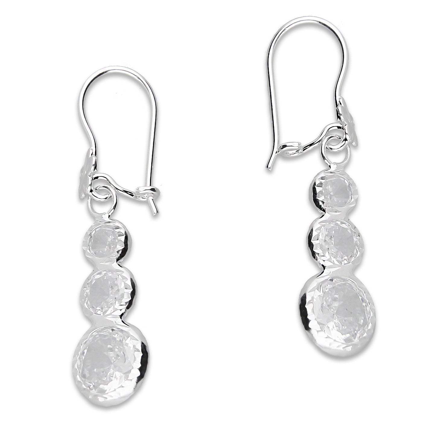 LPAA012 Aretes De Arillo Dama Eslabones Circular Ascendente Blanco en Plata .925 MLM5165619190