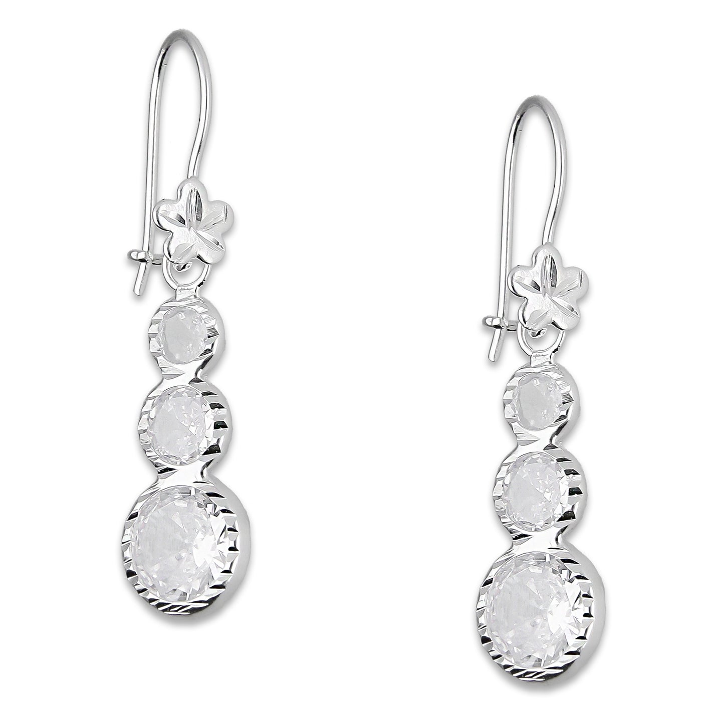 LPAA012 Aretes De Arillo Dama Eslabones Circular Ascendente Blanco en Plata .925 MLM5165619190