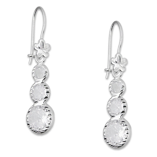 LPAA012 Aretes De Arillo Dama Eslabones Circular Ascendente Blanco en Plata .925 MLM5165619190
