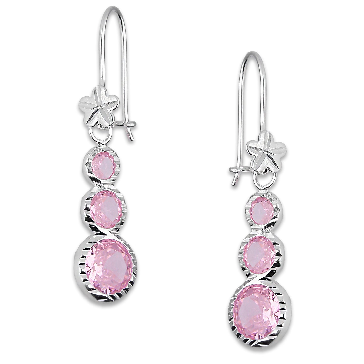LPAA013 Aretes De Arillo Dama Eslabones Circular Ascendente Rosa en Plata .925 MLM5165619084