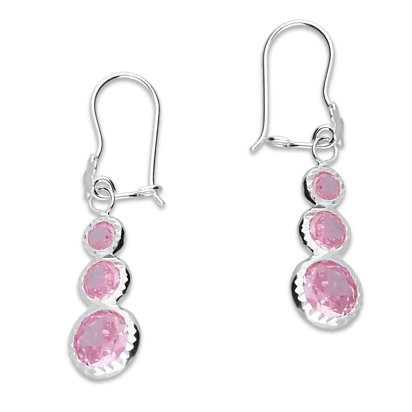 LPAA013 Aretes De Arillo Dama Eslabones Circular Ascendente Rosa en Plata .925 MLM5165619084
