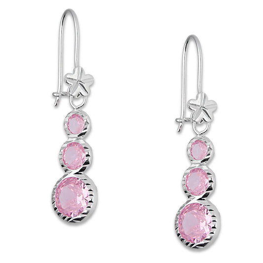 LPAA013 Aretes De Arillo Dama Eslabones Circular Ascendente Rosa en Plata .925 MLM5165619084