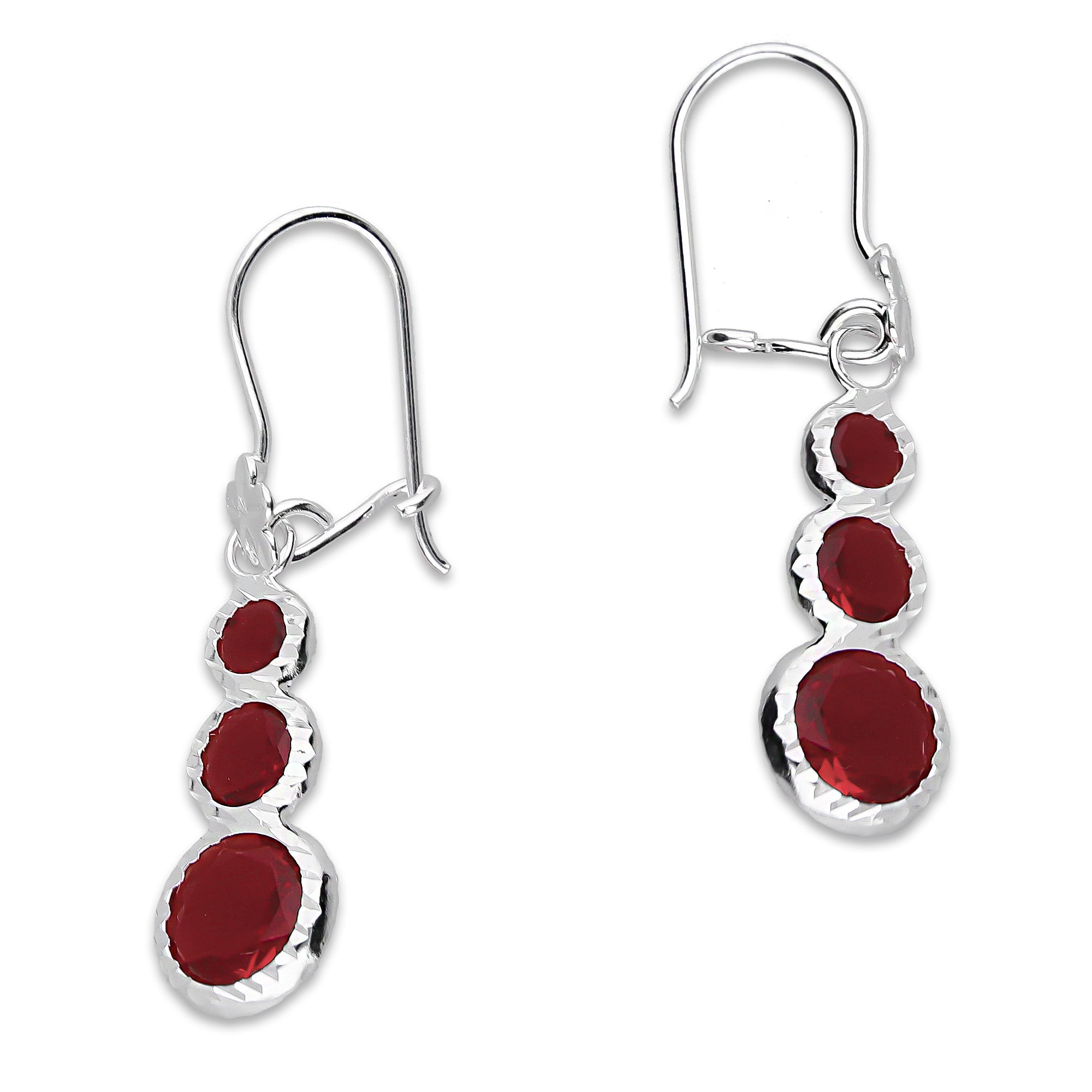 LPAA014 Aretes De Arillo Dama Eslabones Circular Ascendente Rojo en Plata .925 MLM5165649970