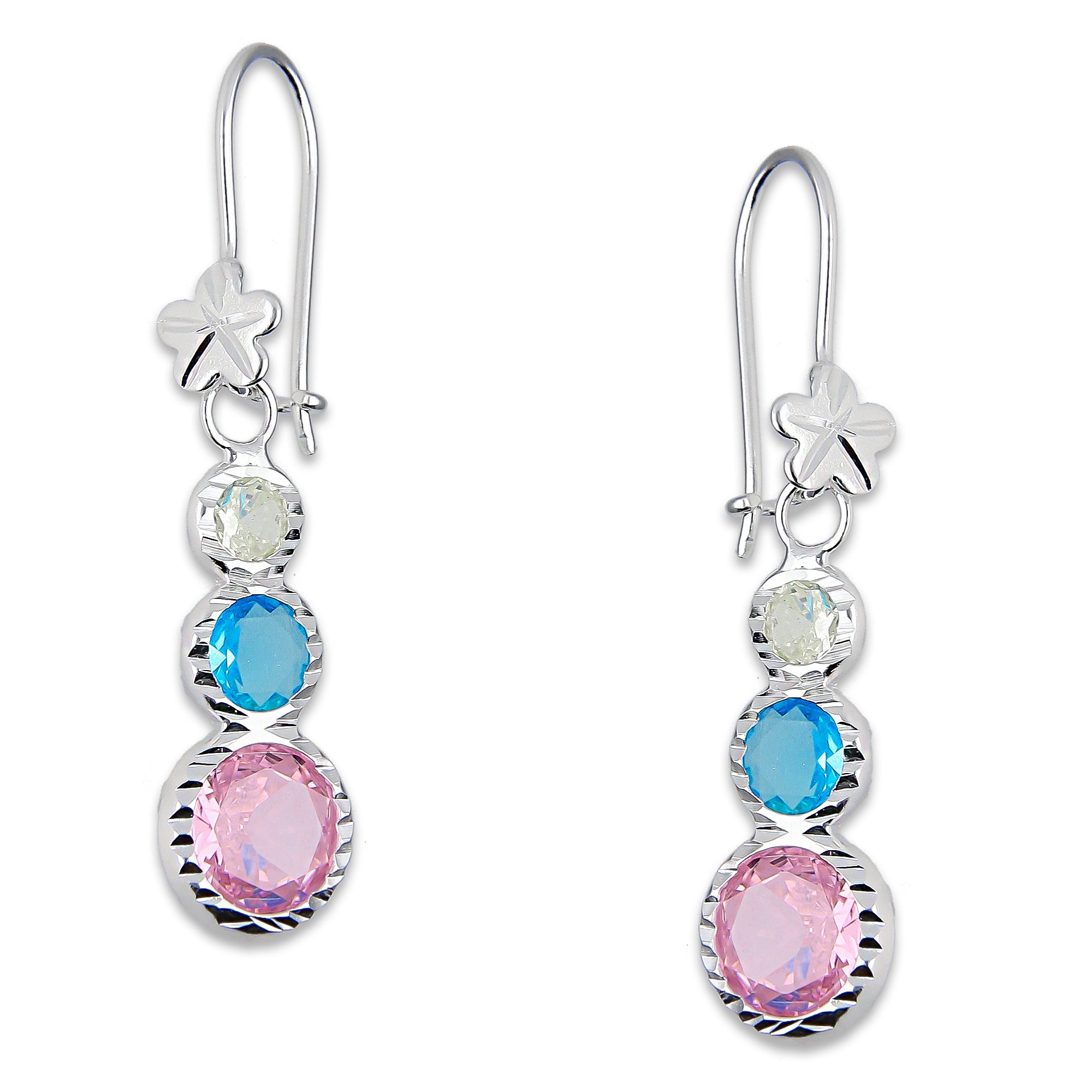 LPAA015 Aretes De Arillo Dama Eslabones Circular Ascendente Multicolor en Plata .925 MLM5165619080