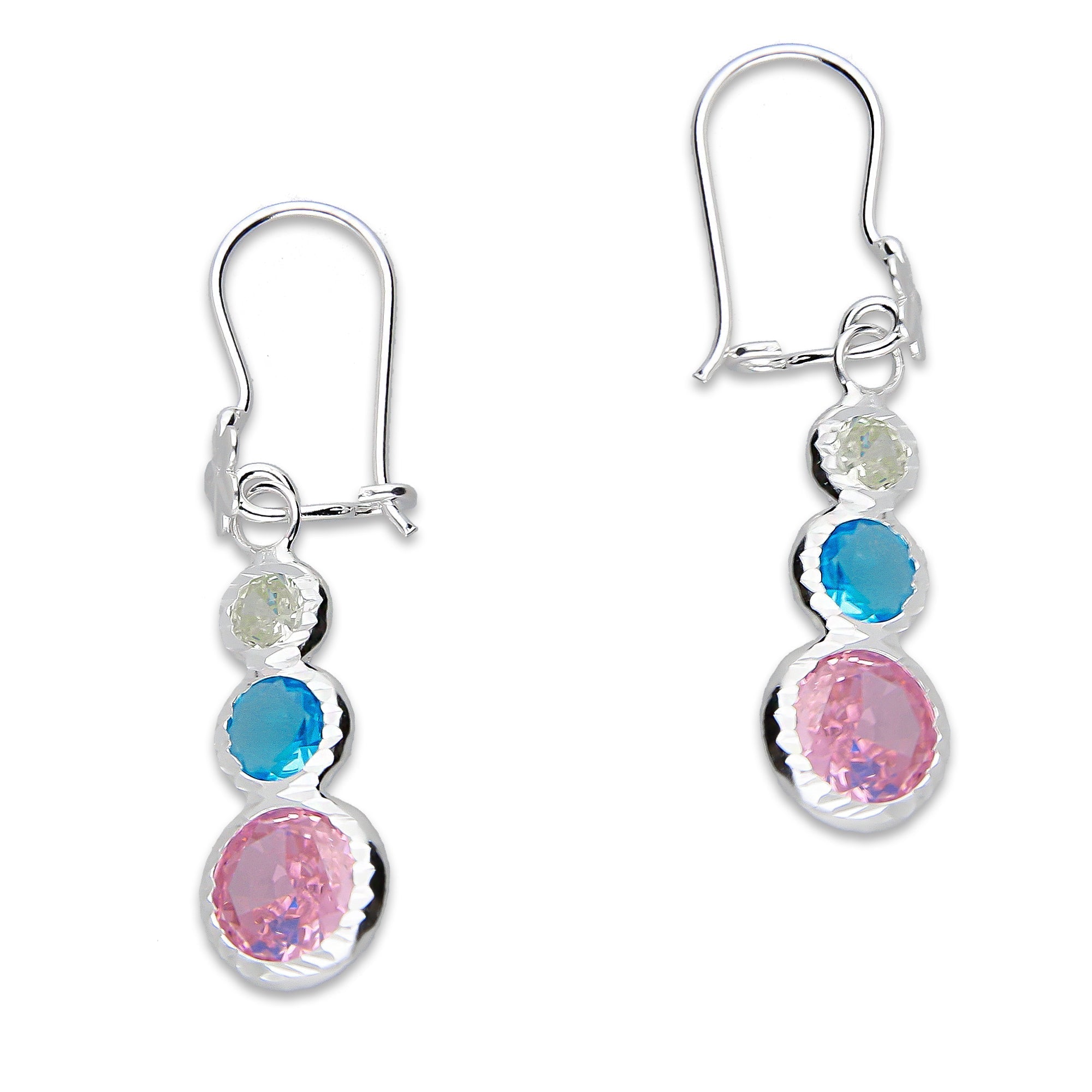 LPAA015 Aretes De Arillo Dama Eslabones Circular Ascendente Multicolor en Plata .925 MLM5165619080