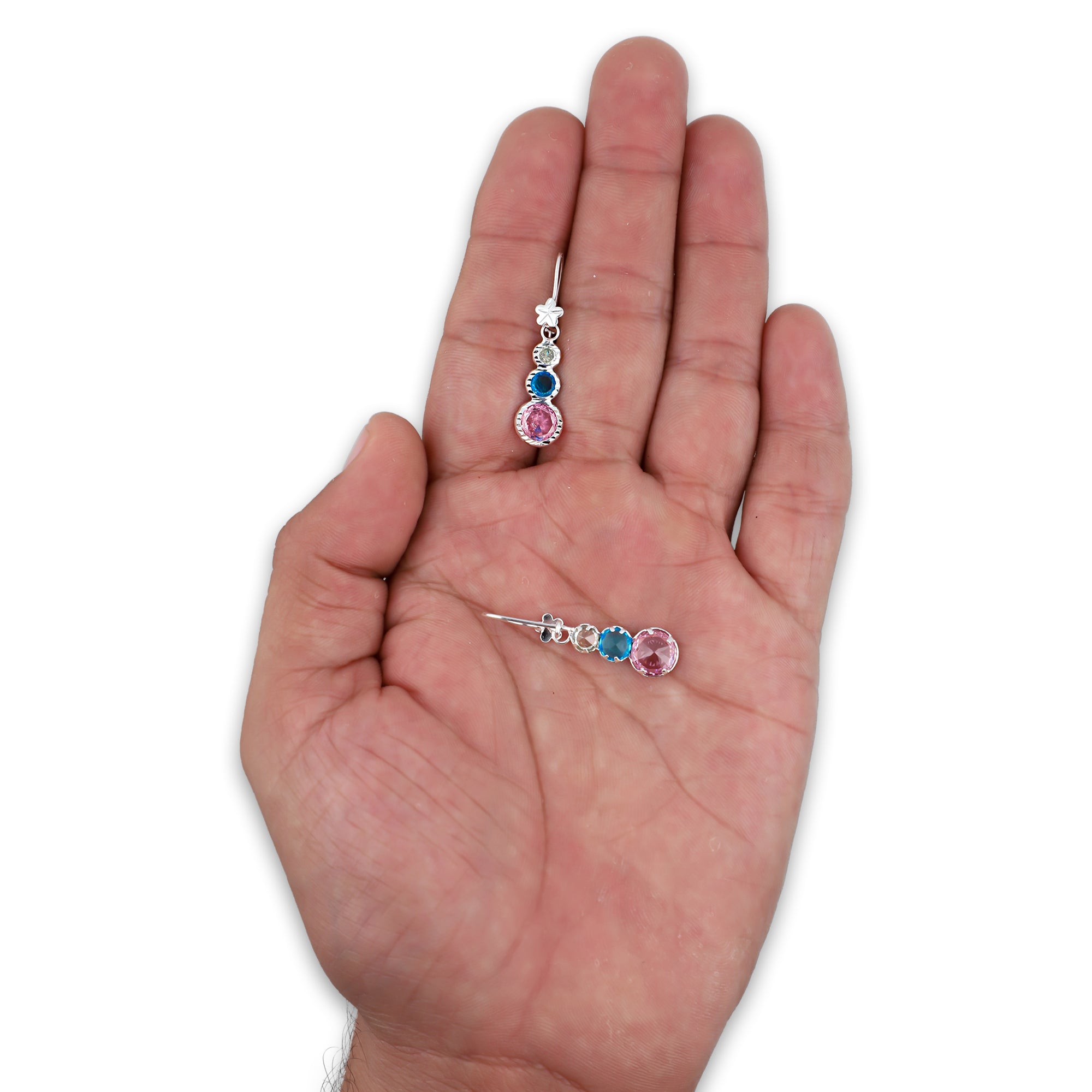 LPAA015 Aretes De Arillo Dama Eslabones Circular Ascendente Multicolor en Plata .925 MLM5165619080