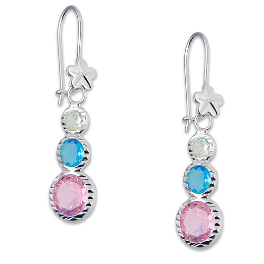 LPAA015 Aretes De Arillo Dama Eslabones Circular Ascendente Multicolor en Plata .925 MLM5165619080