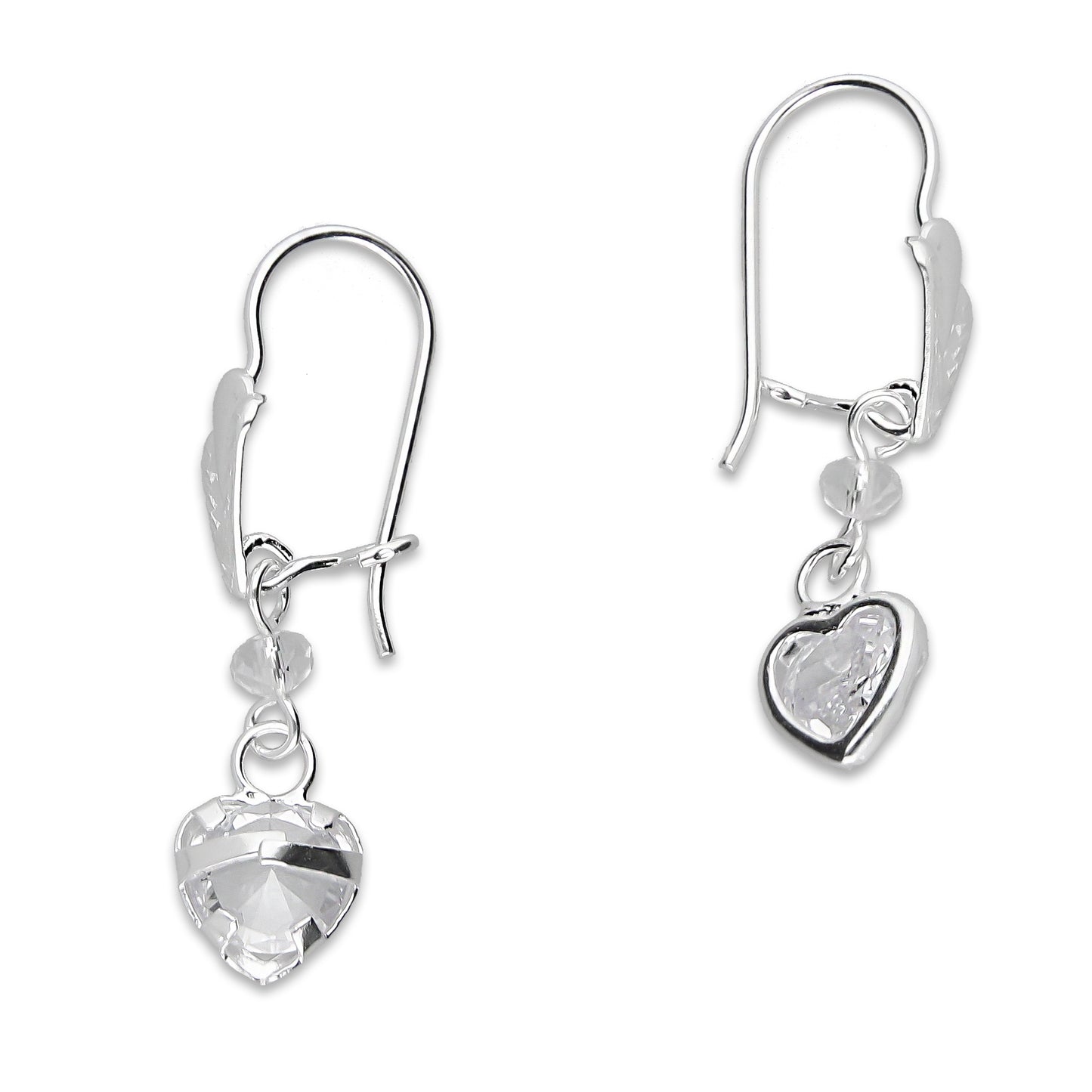 LPAA018 Aretes De Arillo Dama Hojita con Corazón Zirconia Blanca en Plata .925 MLM5165619194
