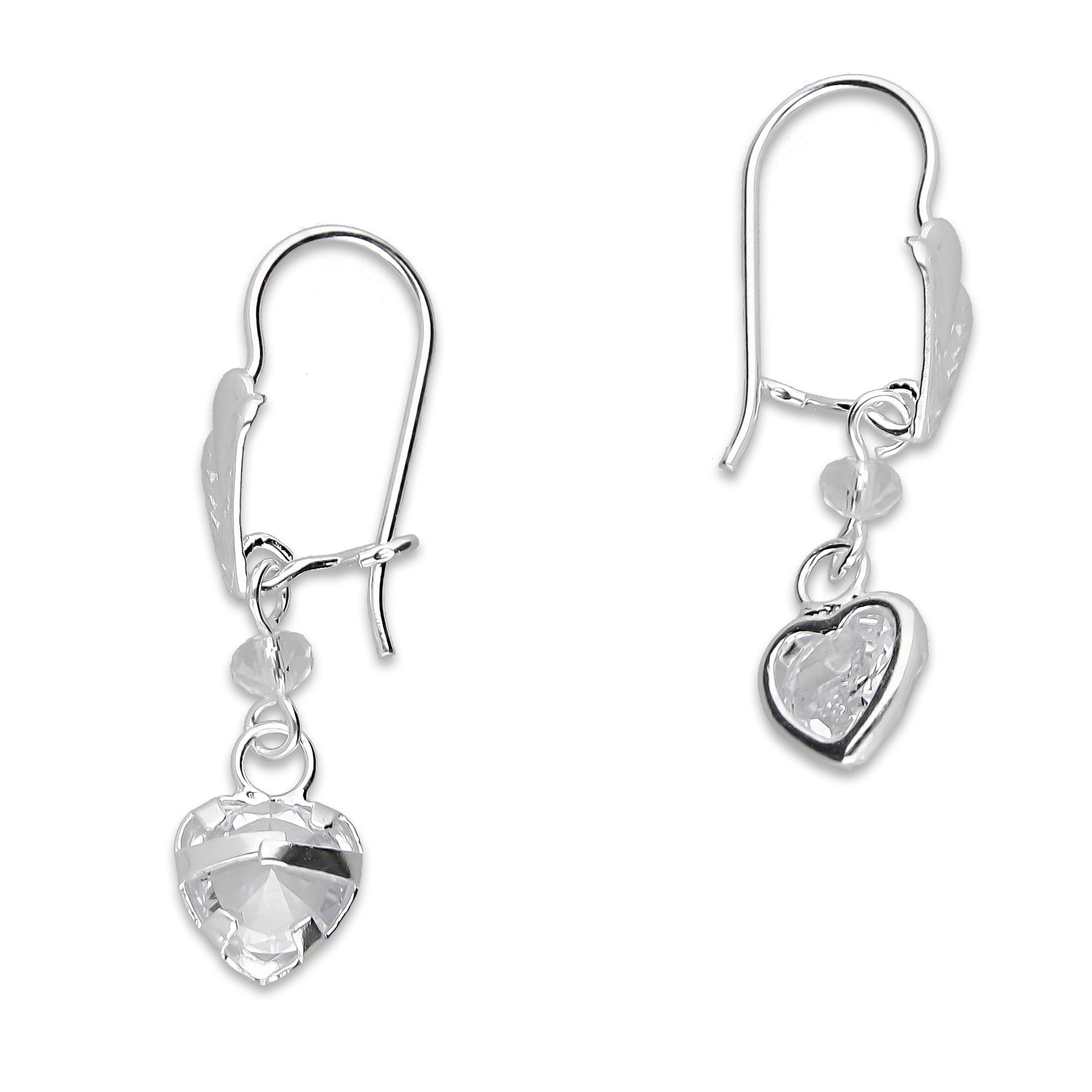 LPAA018 Aretes De Arillo Dama Hojita con Corazón Zirconia Blanca en Plata .925 MLM5165619194