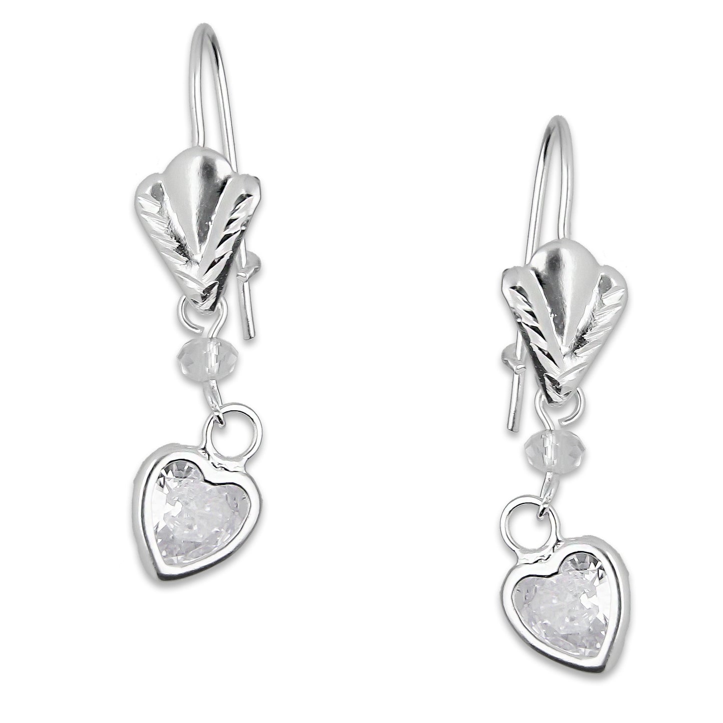 LPAA018 Aretes De Arillo Dama Hojita con Corazón Zirconia Blanca en Plata .925 MLM5165619194