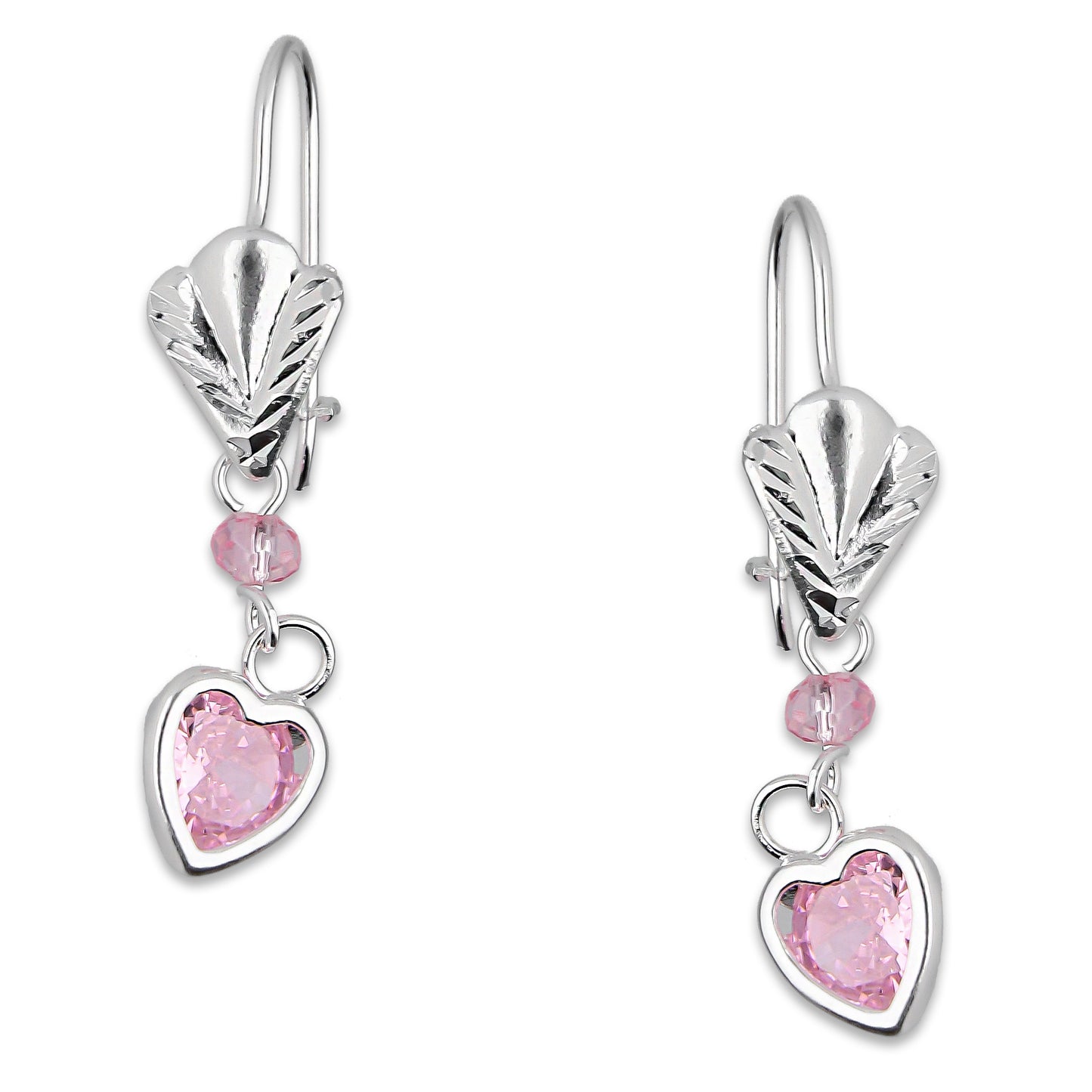 LPAA019 Aretes De Arillo Dama Hojita con Corazón Zirconia Rosa en Plata .925 MLM5165649908