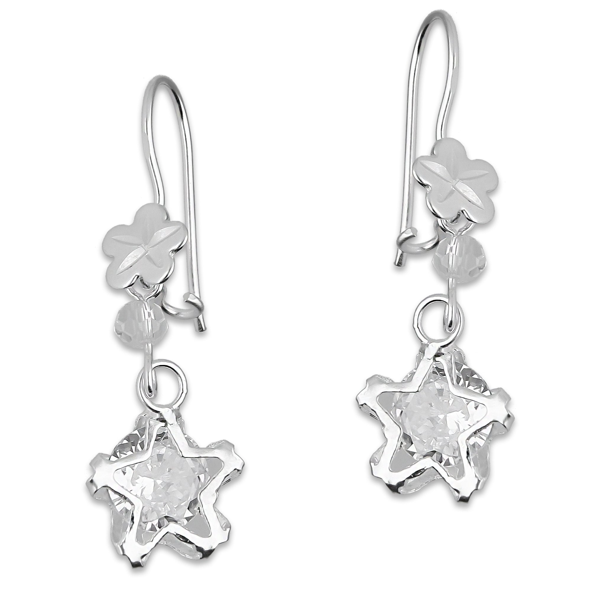 LPAA024 Aretes De Arillo Dama Estrella Colgante con Zirconia Blanca en Plata .925 MLM5165619058