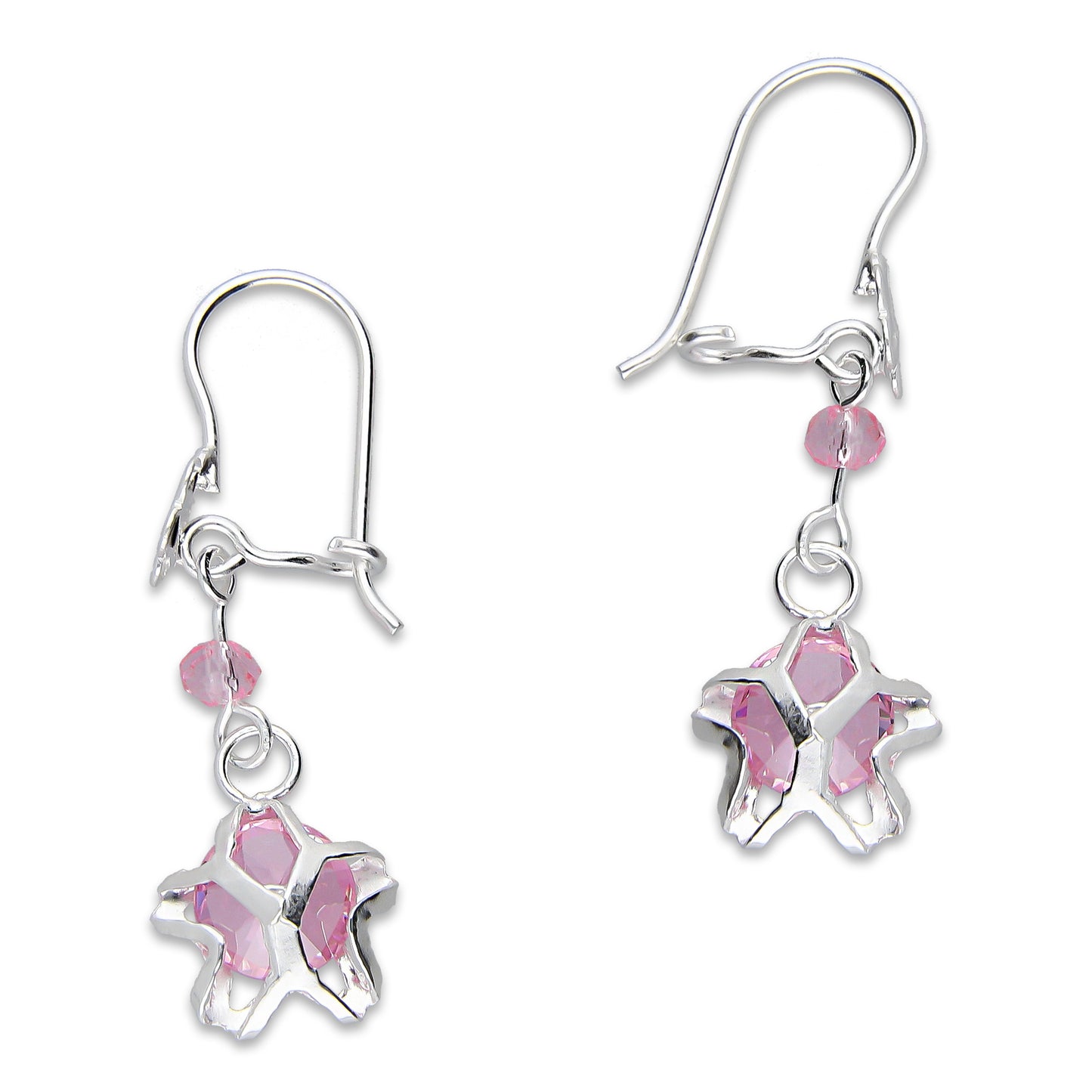 LPAA025 Aretes De Arillo Dama Estrella Colgante con Zirconia Rosa en Plata .925 MLM5165619254