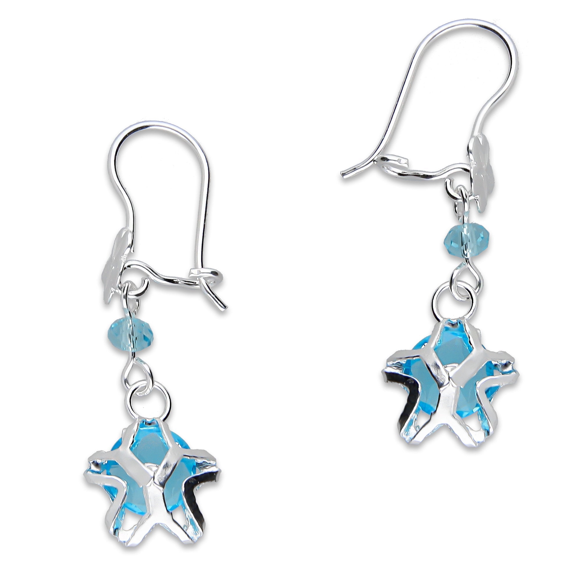 LPAA026 Aretes De Arillo Dama Estrella Colgante con Zirconia Azul en Plata .925 MLM5165649962