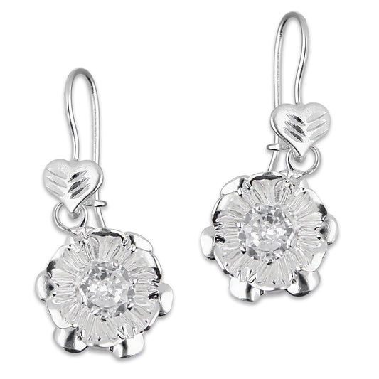 LPAA027 Aretes De Arillo Dama Clavel Colgante con Zirconia Blanca en Plata .925 MLM5165630160