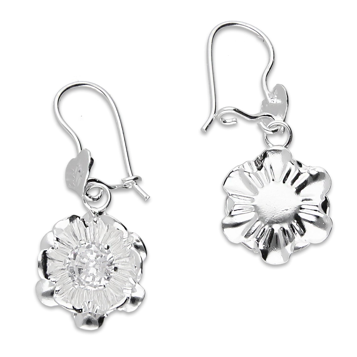 LPAA027 Aretes De Arillo Dama Clavel Colgante con Zirconia Blanca en Plata .925 MLM5165630160