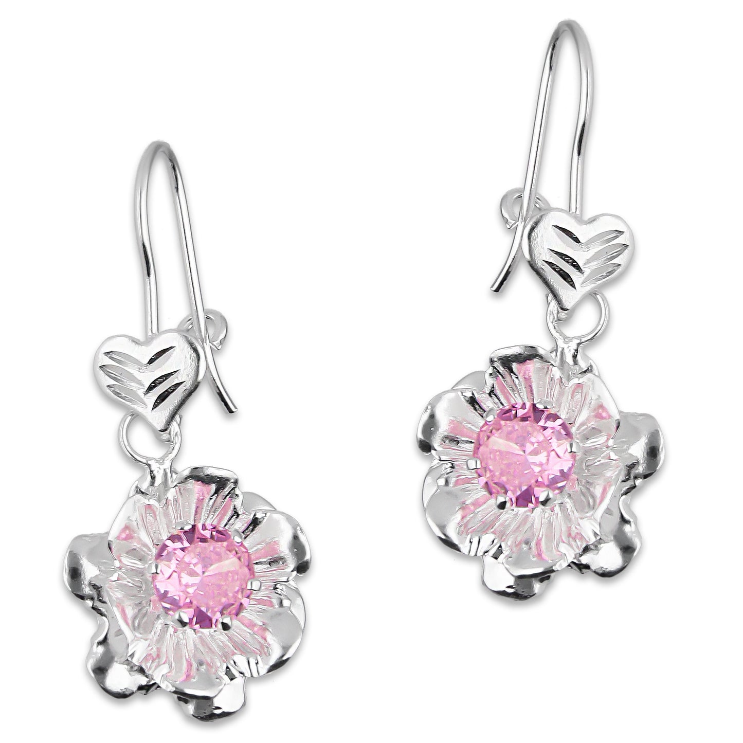 LPAA028 Aretes De Arillo Dama Clavel Colgante con Zirconia Rosa en Plata .925 MLM2855914517
