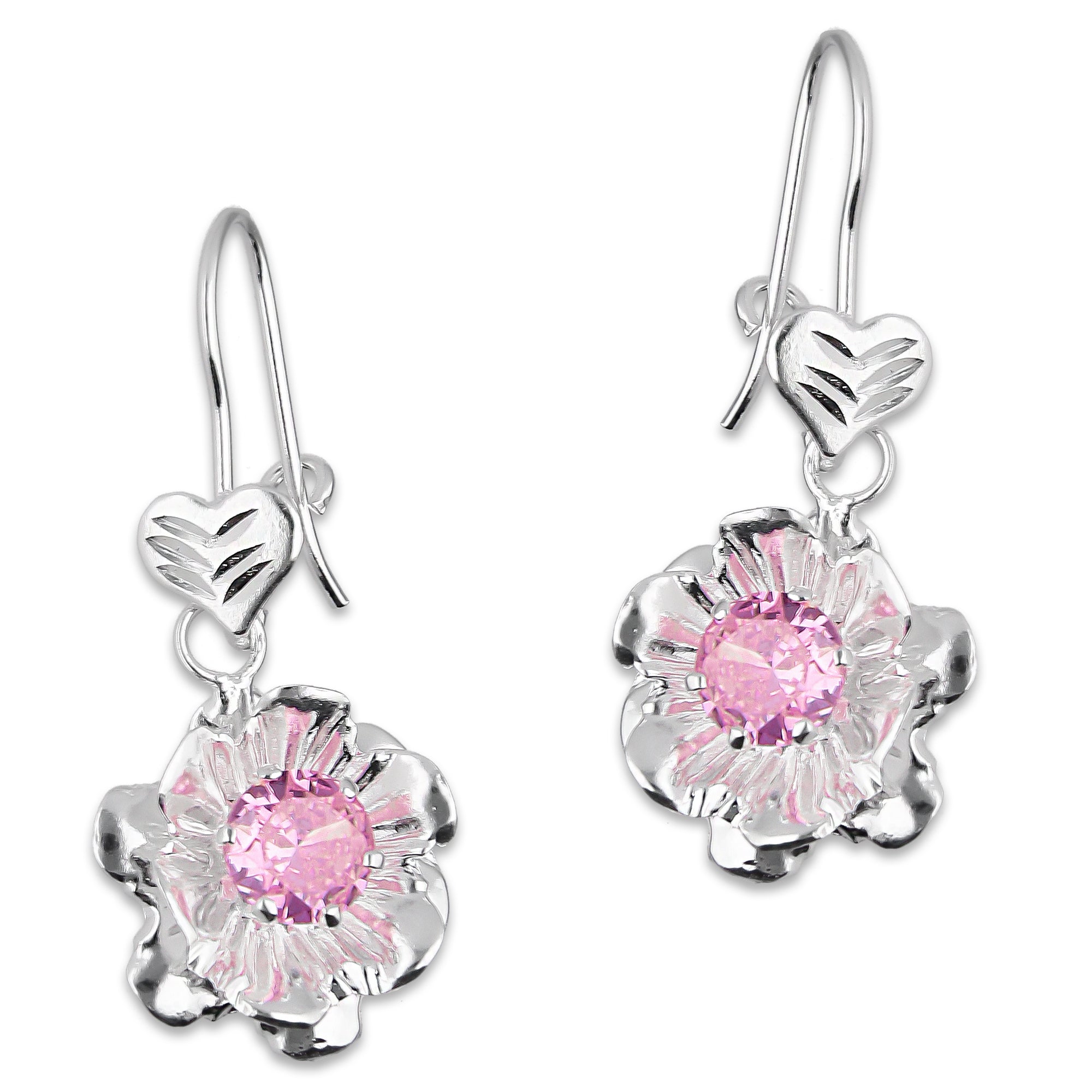 LPAA028 Aretes De Arillo Dama Clavel Colgante con Zirconia Rosa en Plata .925 MLM2855914517