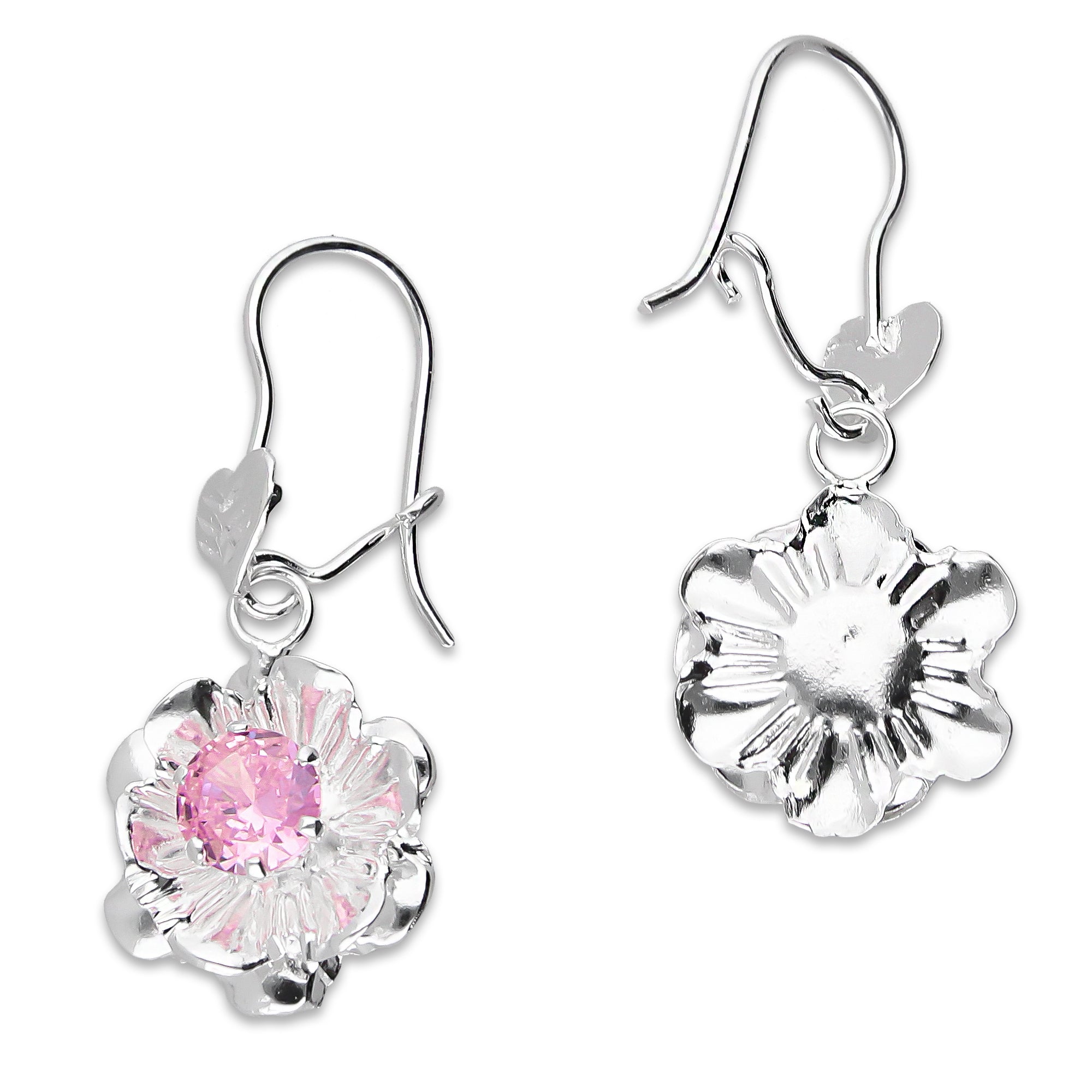 LPAA028 Aretes De Arillo Dama Clavel Colgante con Zirconia Rosa en Plata .925 MLM2855914517
