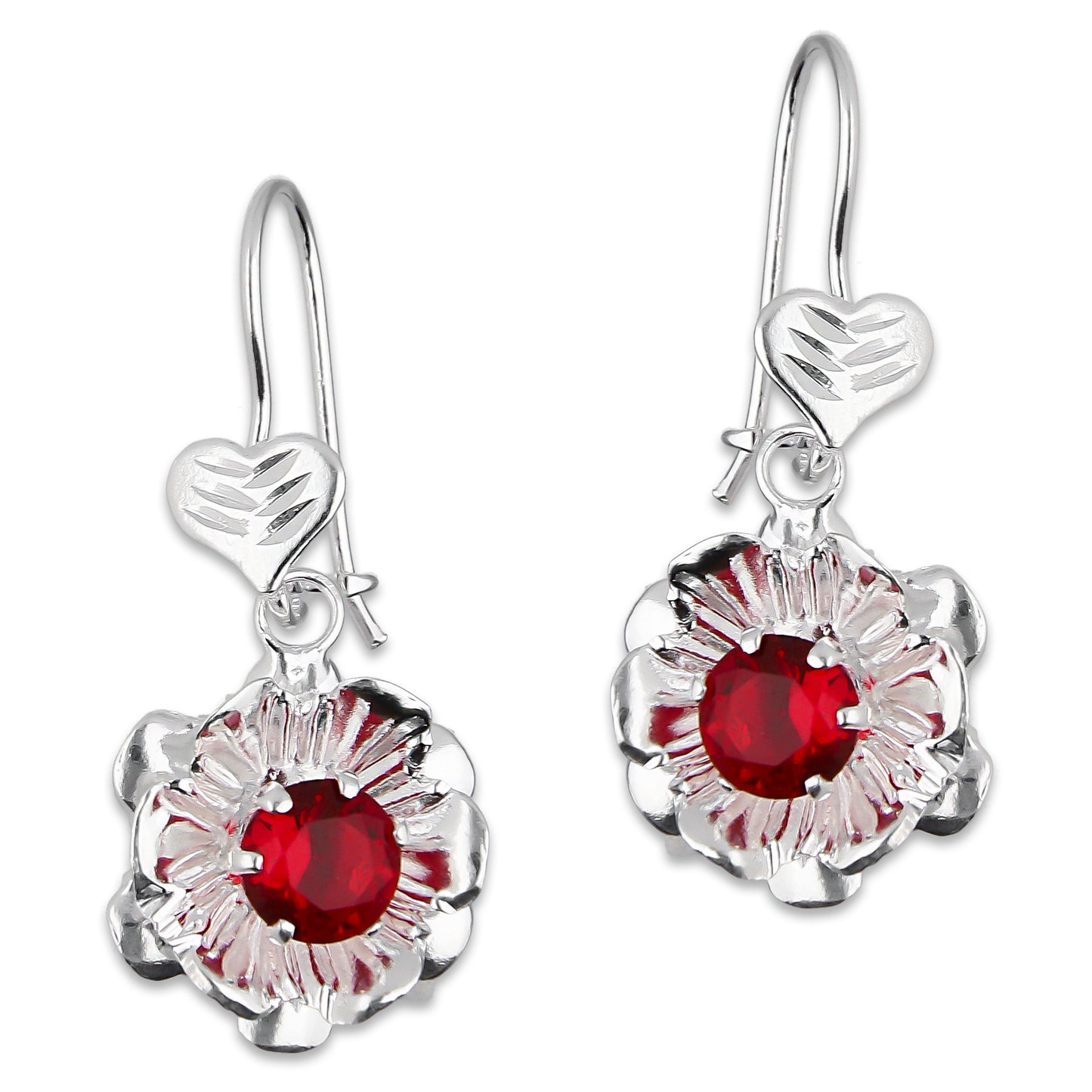 LPAA029 Aretes De Arillo Dama Clavel Colgante con Zirconia Roja en Plata .925 MLM5165649922