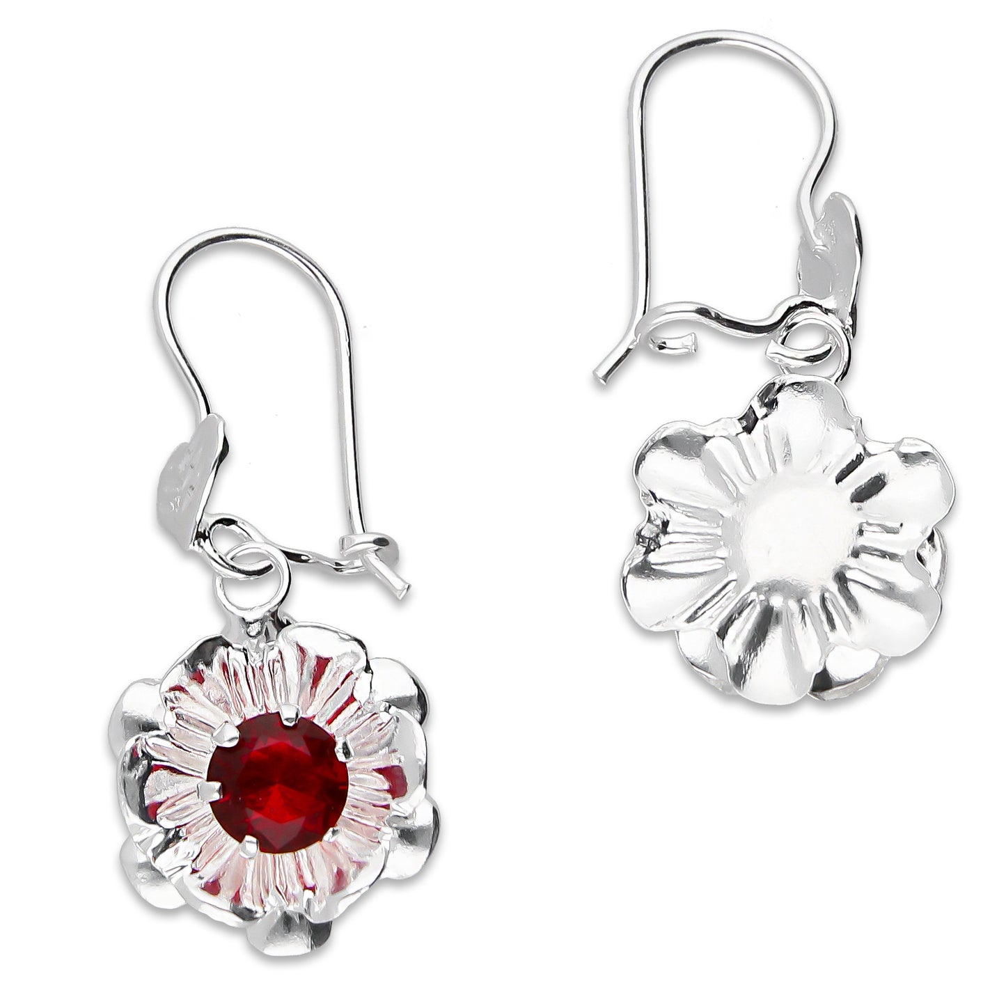 LPAA029 Aretes De Arillo Dama Clavel Colgante con Zirconia Roja en Plata .925 MLM5165649922
