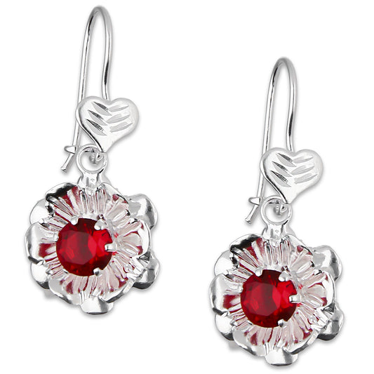 LPAA029 Aretes De Arillo Dama Clavel Colgante con Zirconia Roja en Plata .925 MLM5165649922