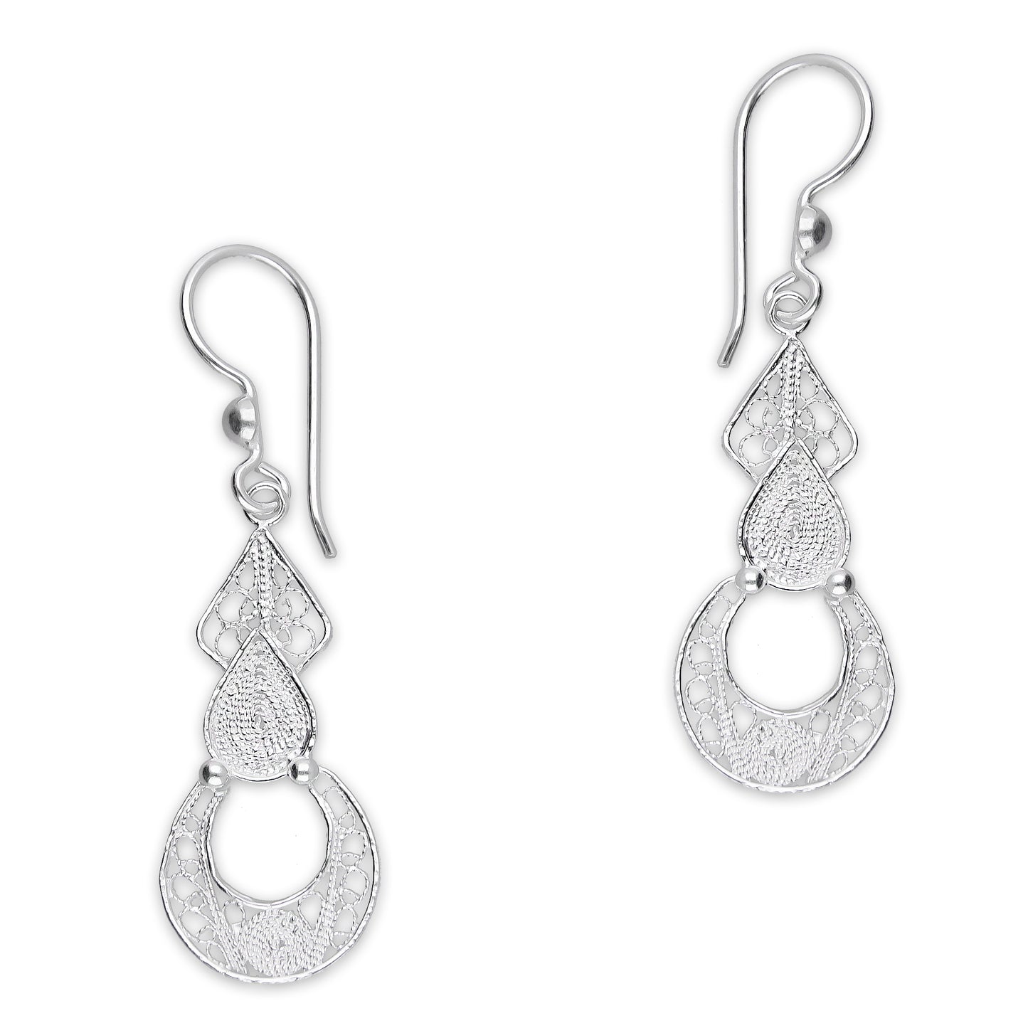 LPAA032 Aretes De Arillo Dama Filigrana Mod Media Luna Colgante en Plata .925 2976262823