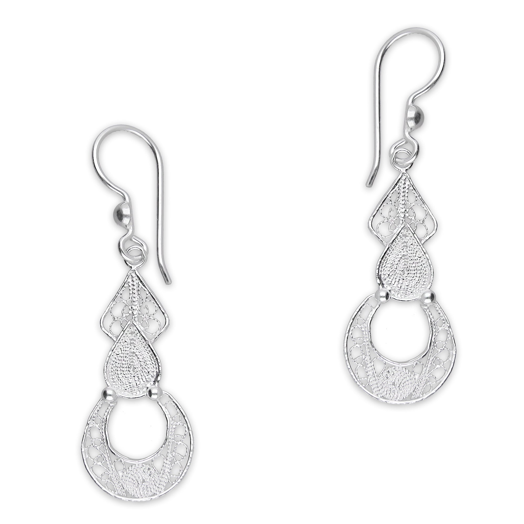 LPAA032 Aretes De Arillo Dama Filigrana Mod Media Luna Colgante en Plata .925 2976262823