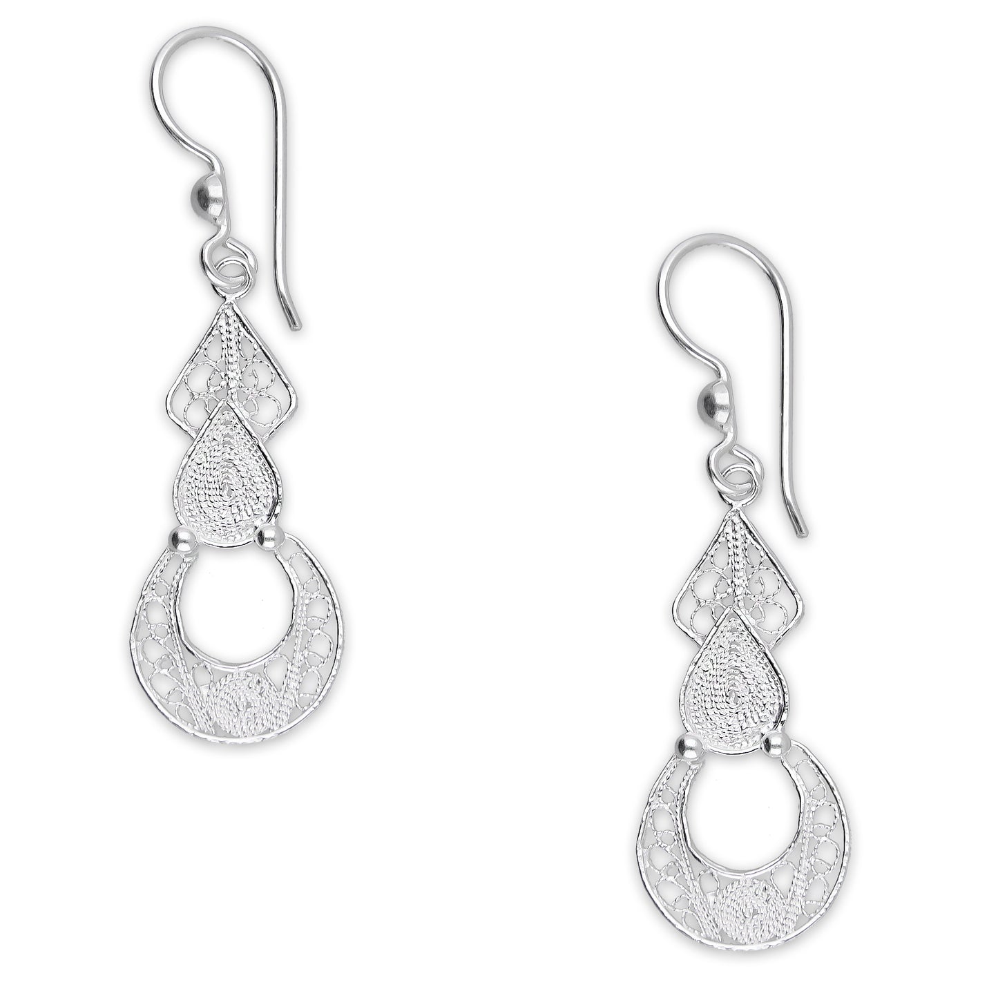 LPAA032 Aretes De Arillo Dama Filigrana Mod Media Luna Colgante en Plata .925 2976262823