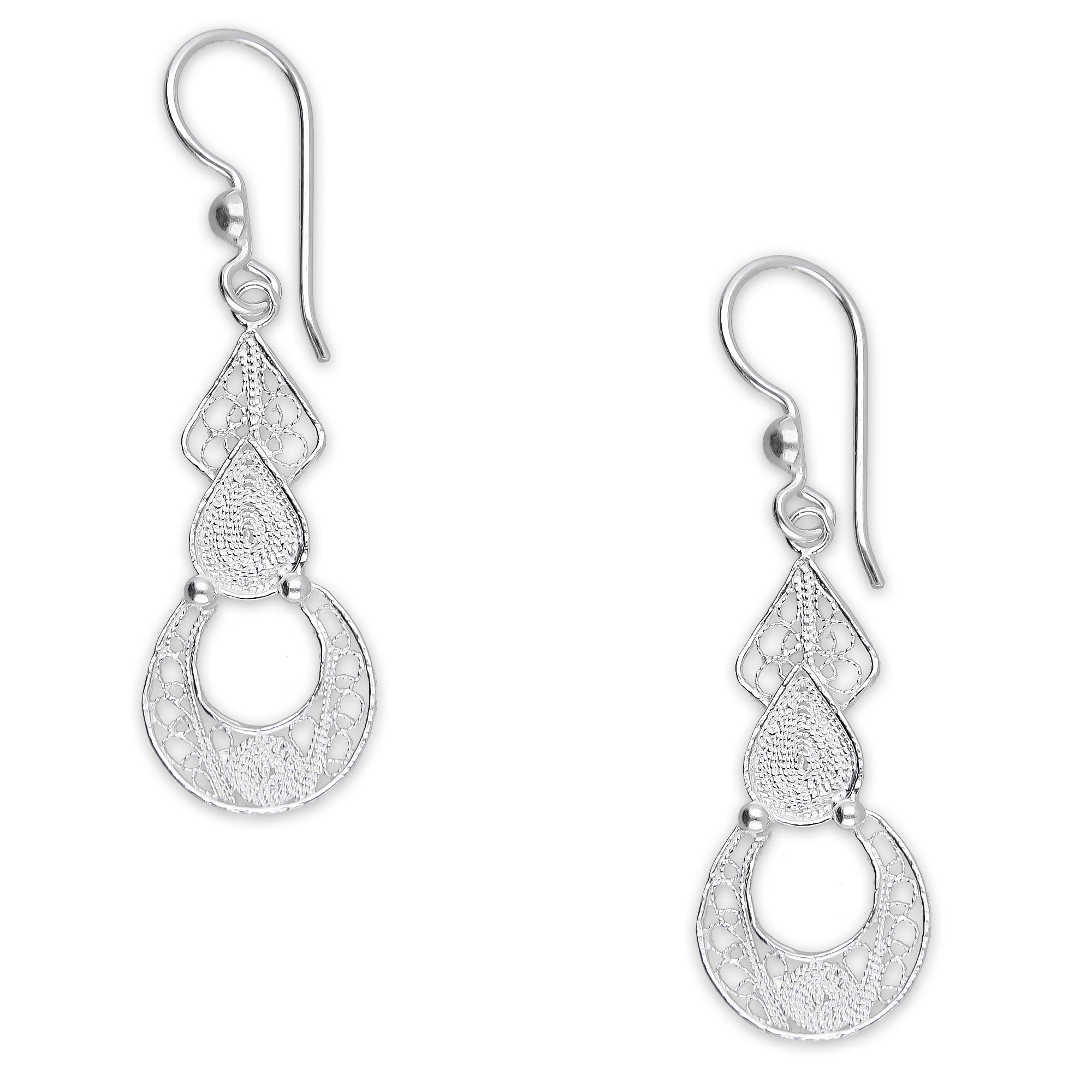 LPAA032 Aretes De Arillo Dama Filigrana Mod Media Luna Colgante en Plata .925 2976262823