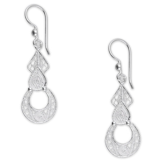 LPAA032 Aretes De Arillo Dama Filigrana Mod Media Luna Colgante en Plata .925 2976262823
