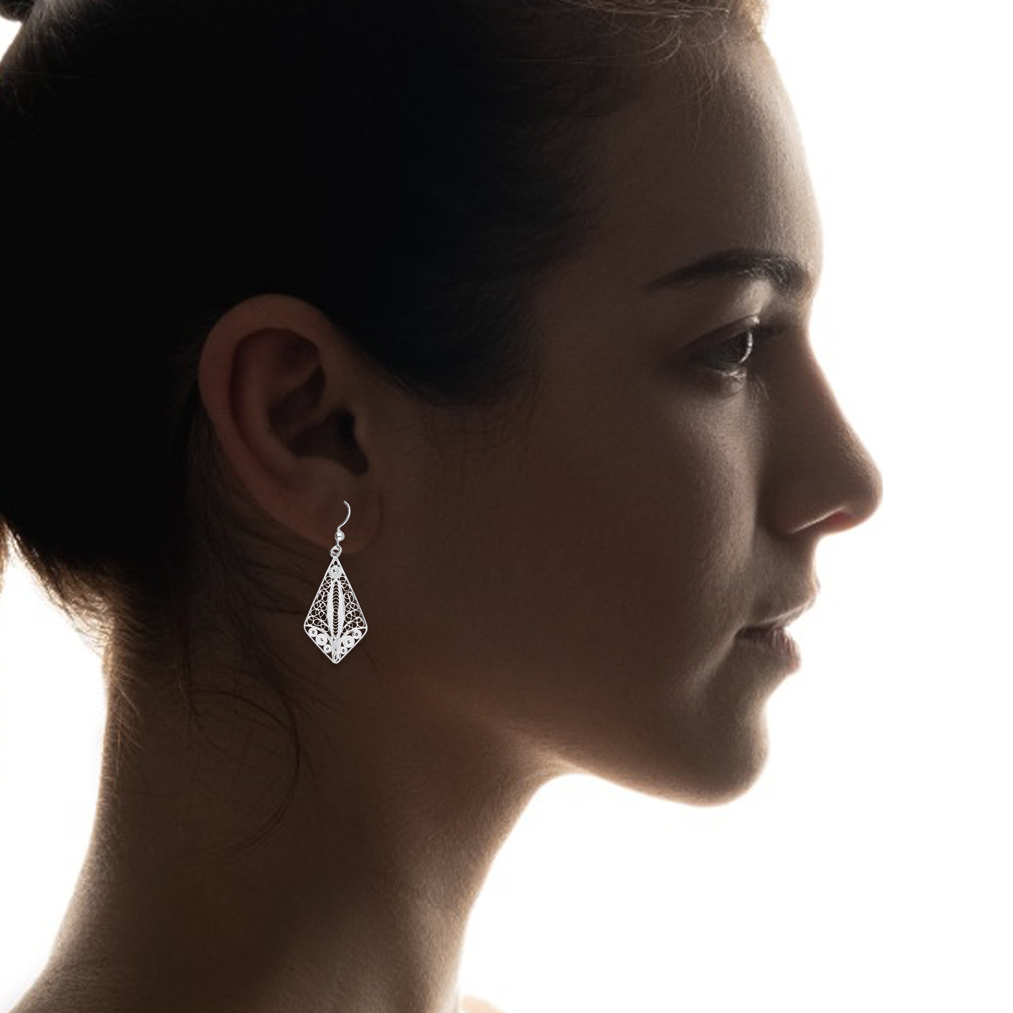 LPAA033 Aretes De Arillo Dama Filigrana Mod Rombo en Plata .925 2976288561