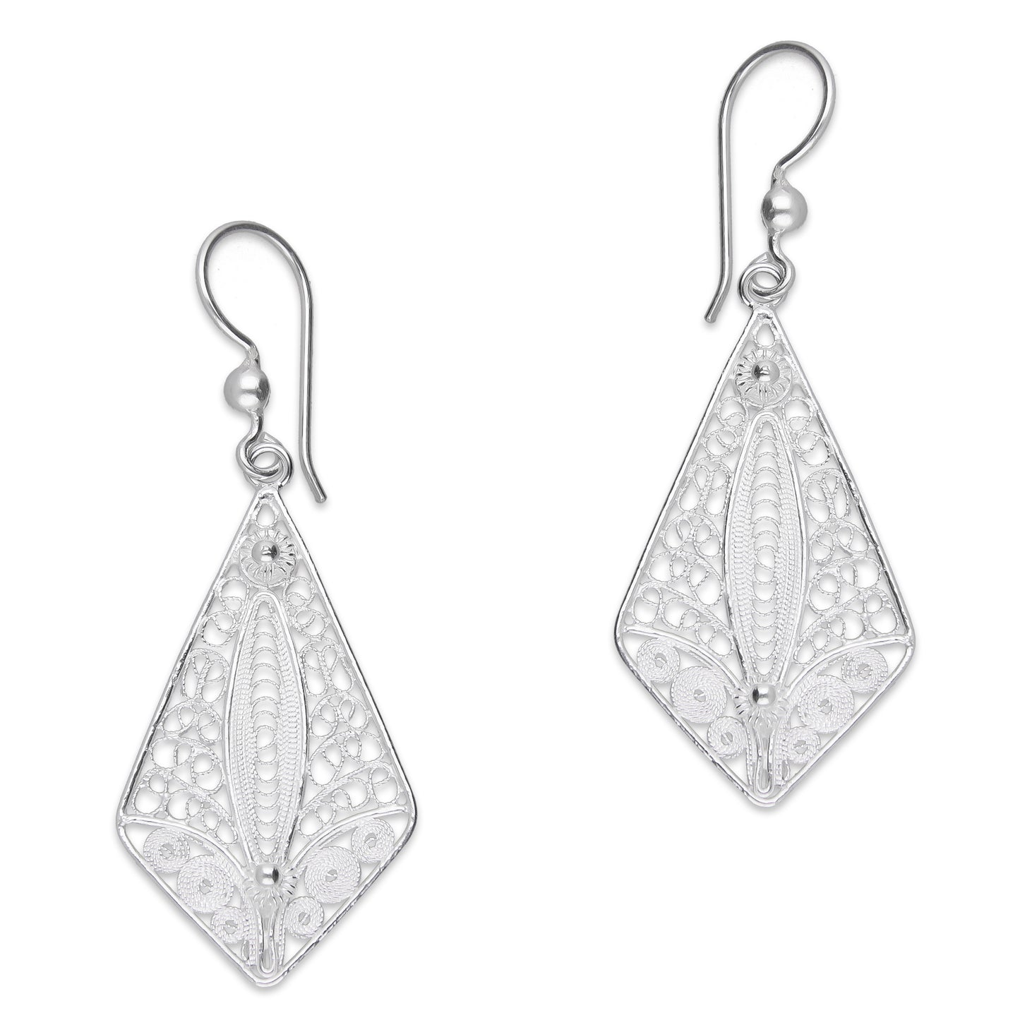 LPAA033 Aretes De Arillo Dama Filigrana Mod Rombo en Plata .925 2976288561