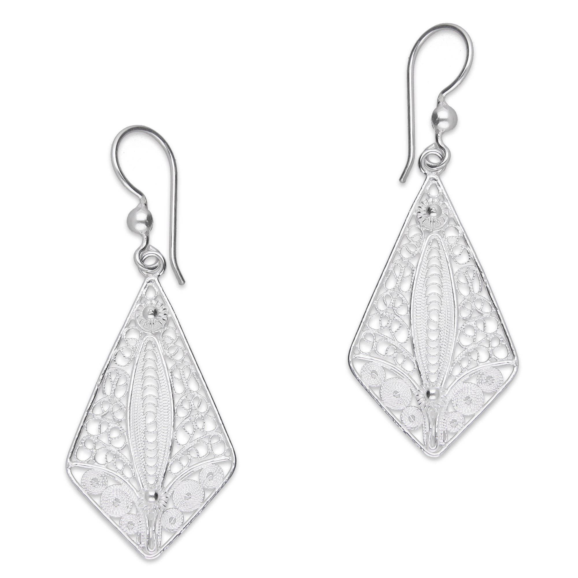 LPAA033 Aretes De Arillo Dama Filigrana Mod Rombo en Plata .925 2976288561