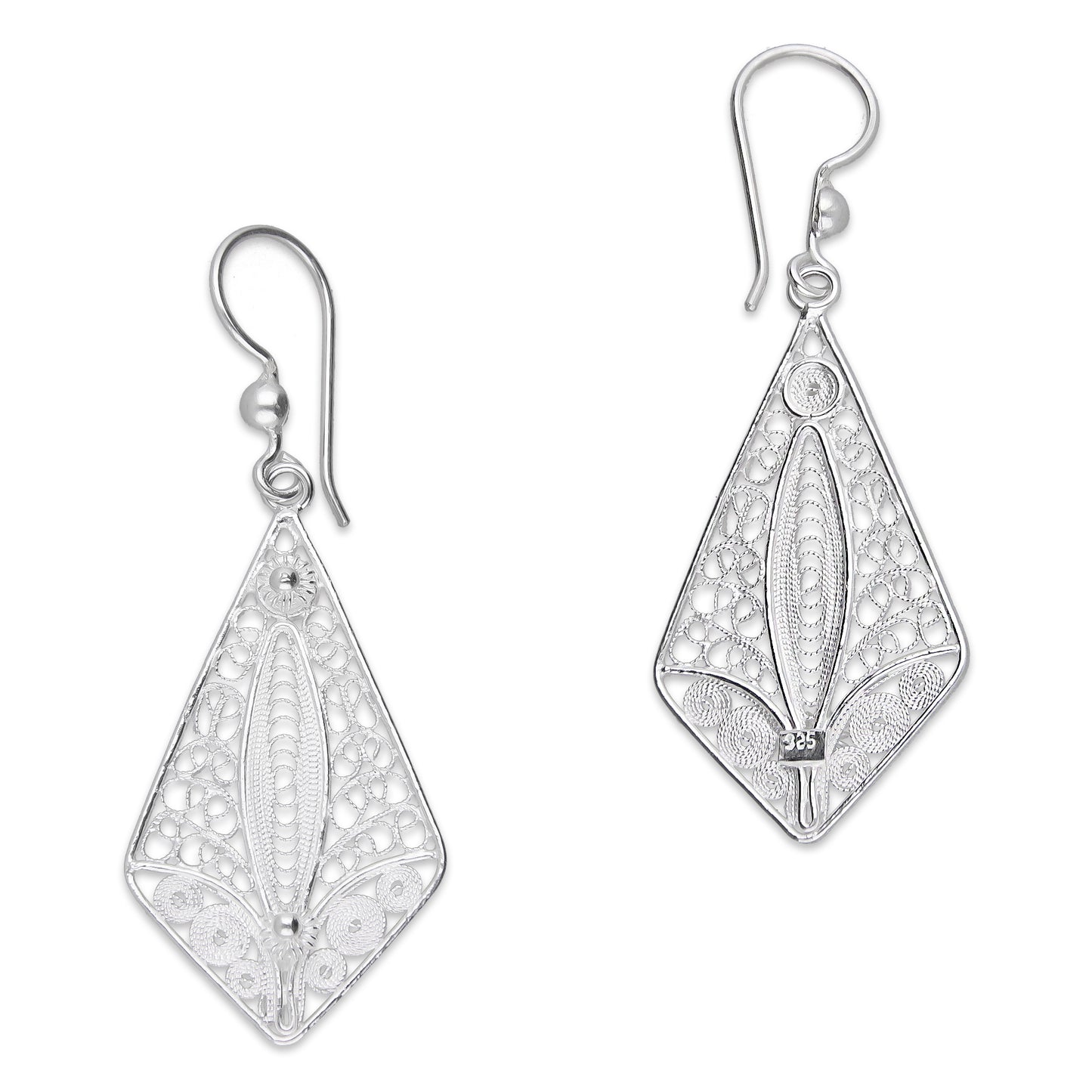LPAA033 Aretes De Arillo Dama Filigrana Mod Rombo en Plata .925 2976288561