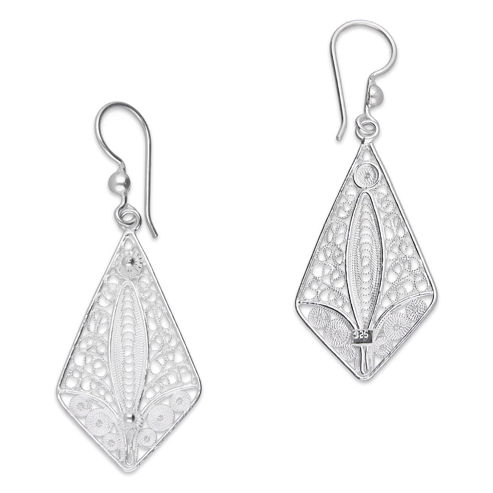 LPAA033 Aretes De Arillo Dama Filigrana Mod Rombo en Plata .925 2976288561