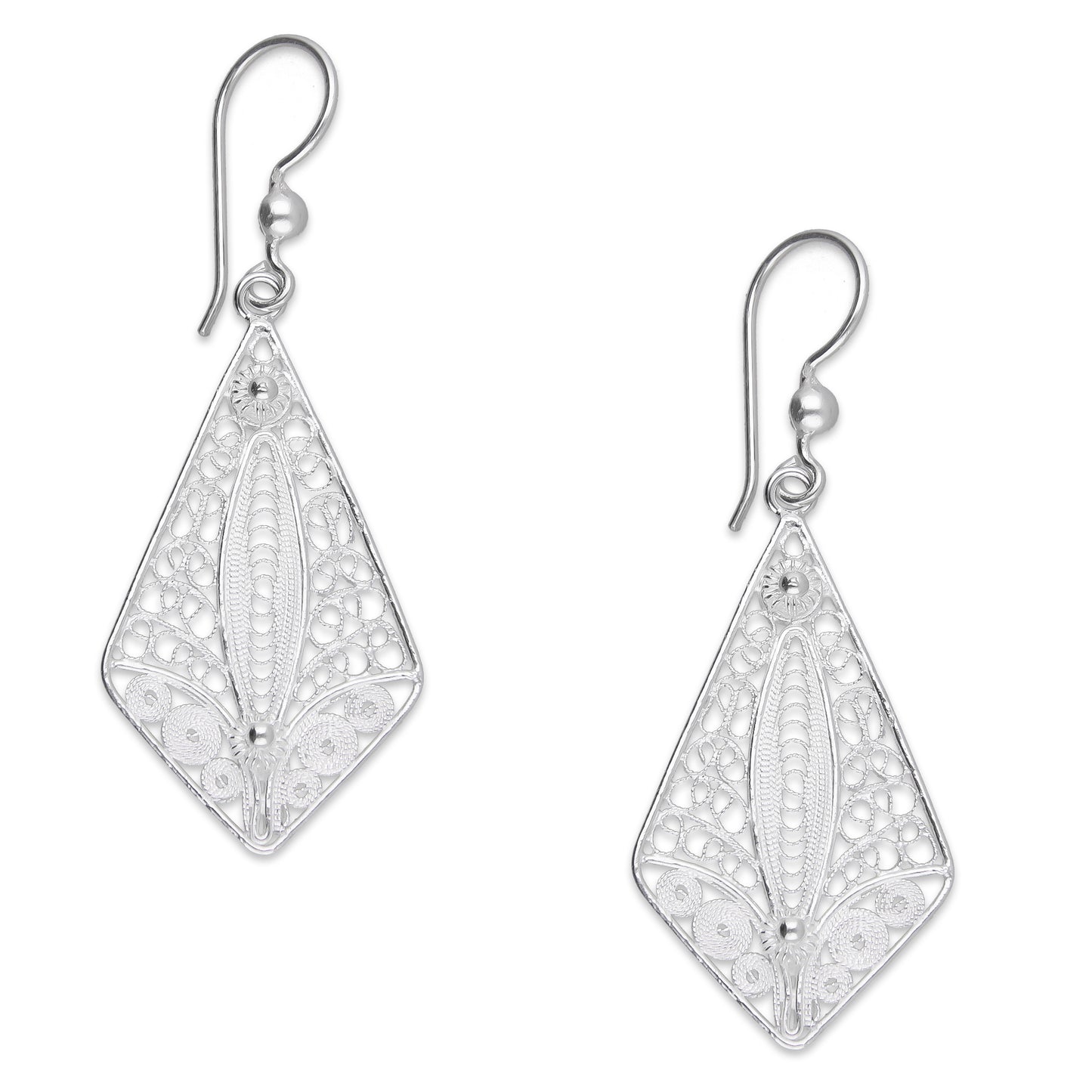 LPAA033 Aretes De Arillo Dama Filigrana Mod Rombo en Plata .925 2976288561