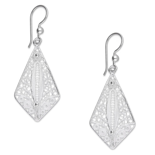 LPAA033 Aretes De Arillo Dama Filigrana Mod Rombo en Plata .925 2976288561