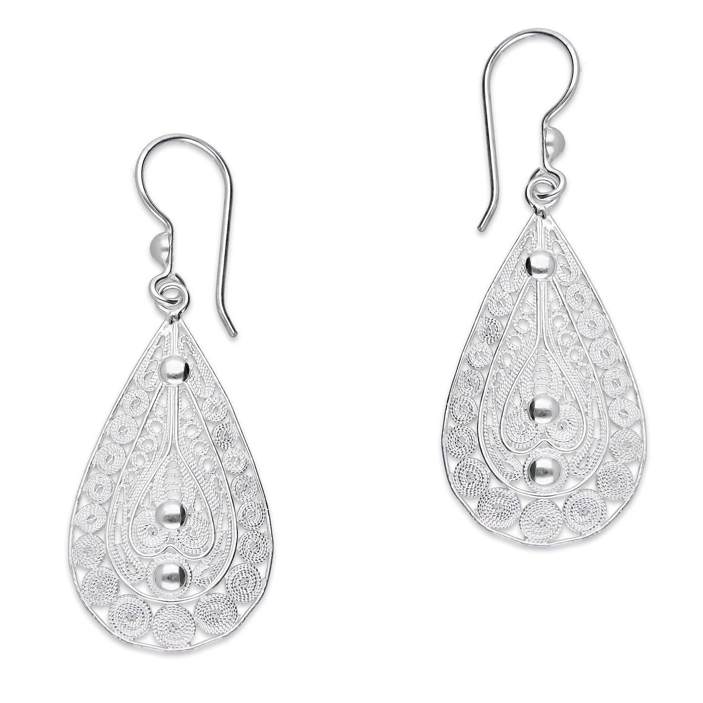 LPAA034 Aretes De Arillo Dama Filigrana Mod Gota en Plata .925 5444635130