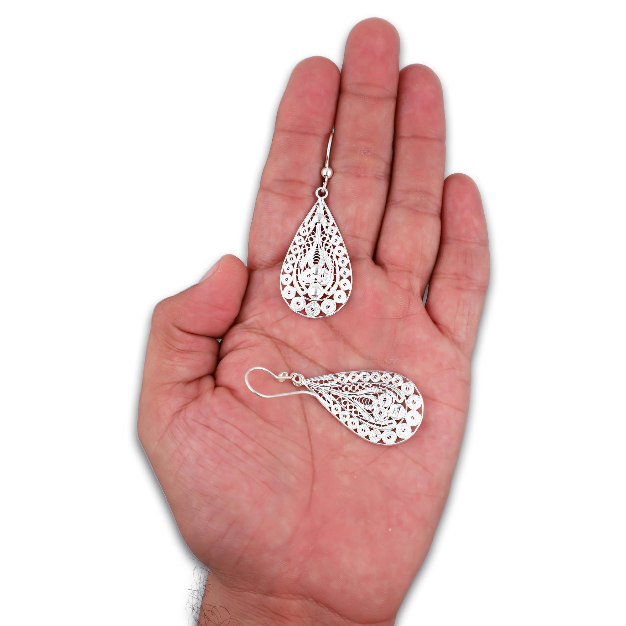 LPAA034 Aretes De Arillo Dama Filigrana Mod Gota en Plata .925 5444635130