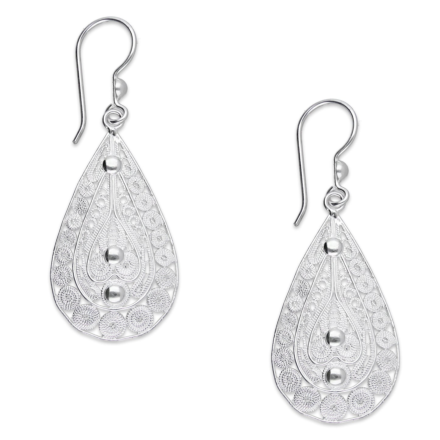LPAA034 Aretes De Arillo Dama Filigrana Mod Gota en Plata .925 5444635130